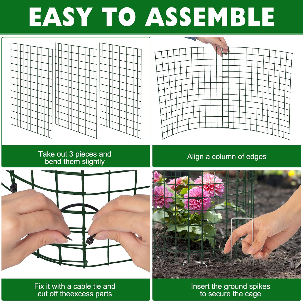 Unves 10 Set Plant Protectors from Animals, 12 x 12 Inch Wire Plant Cages for Outdoor Plants-Covers Protect Vegetables Flowers from Animals, Prevent Rabbit & Chicken Entering