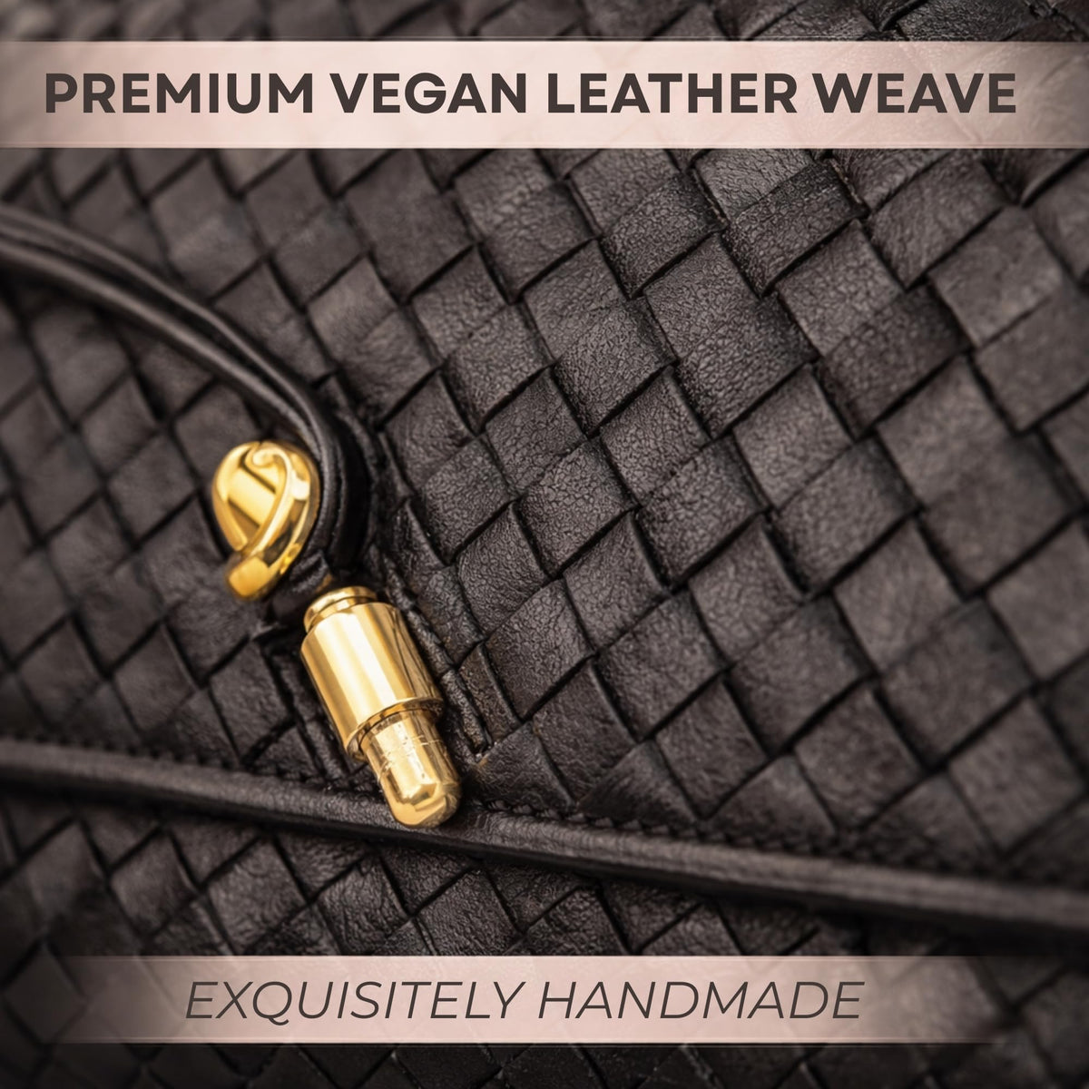 BEGONICA Woven Evening Clutch Purse for Women - Soft Vegan Leather Crossbody Bag - Small Black Evening Bag - Elegant Shoulder Handbag for Weddings & Parties