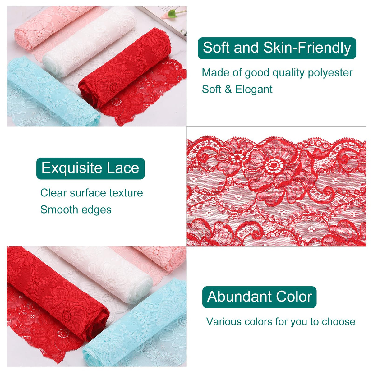 MECCANIXITY 7.1 Inch Wide 3 Yard Lace Ribbon Floral Pattern Dark Red Lace Trim Ribbon for DIY Crafts, Gift Wrapping Bouquets, Wedding Decor, and Sewing Making