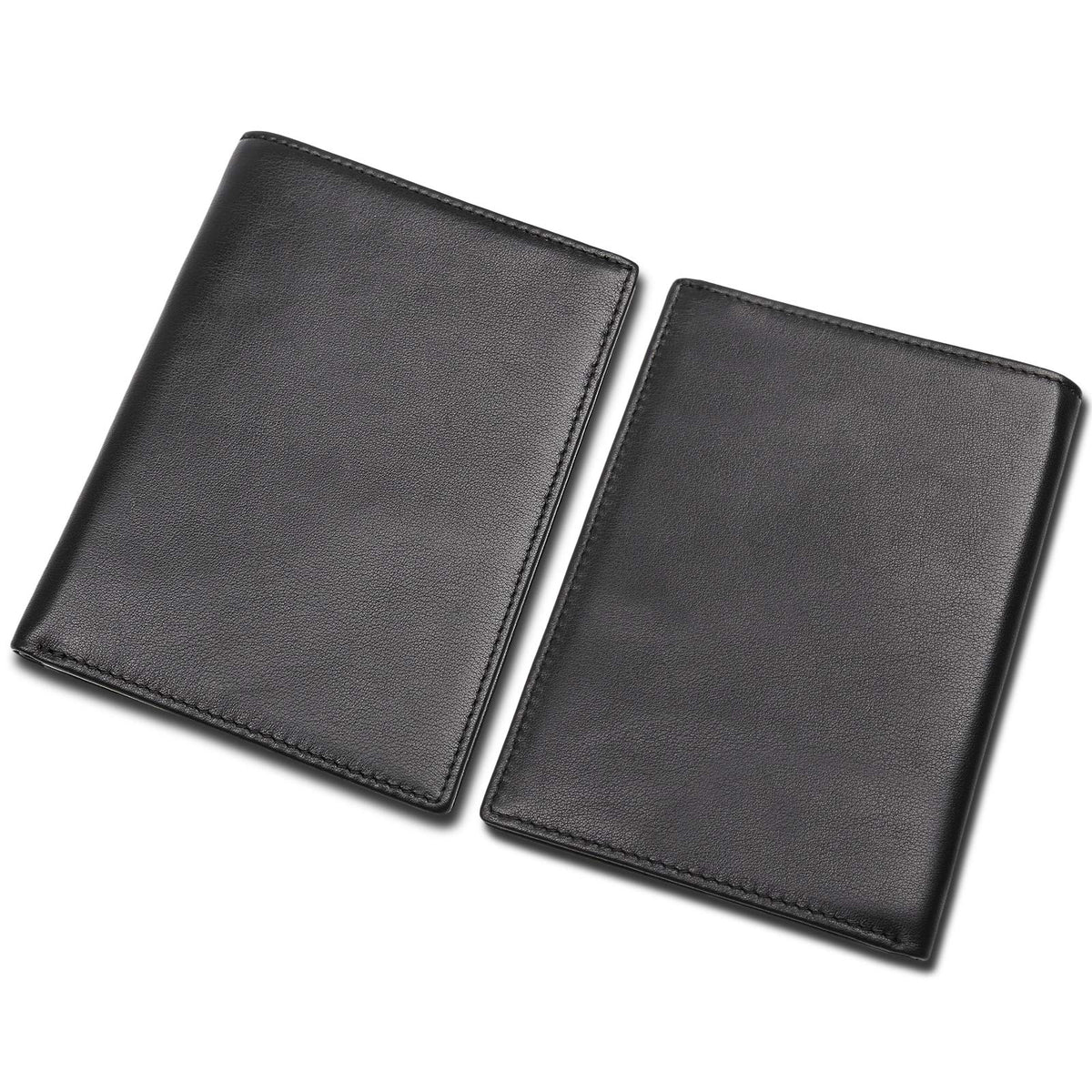 Polare RFID Blocking Napa Leather Passport Holder Travel Wallet For Men and Women (Black)