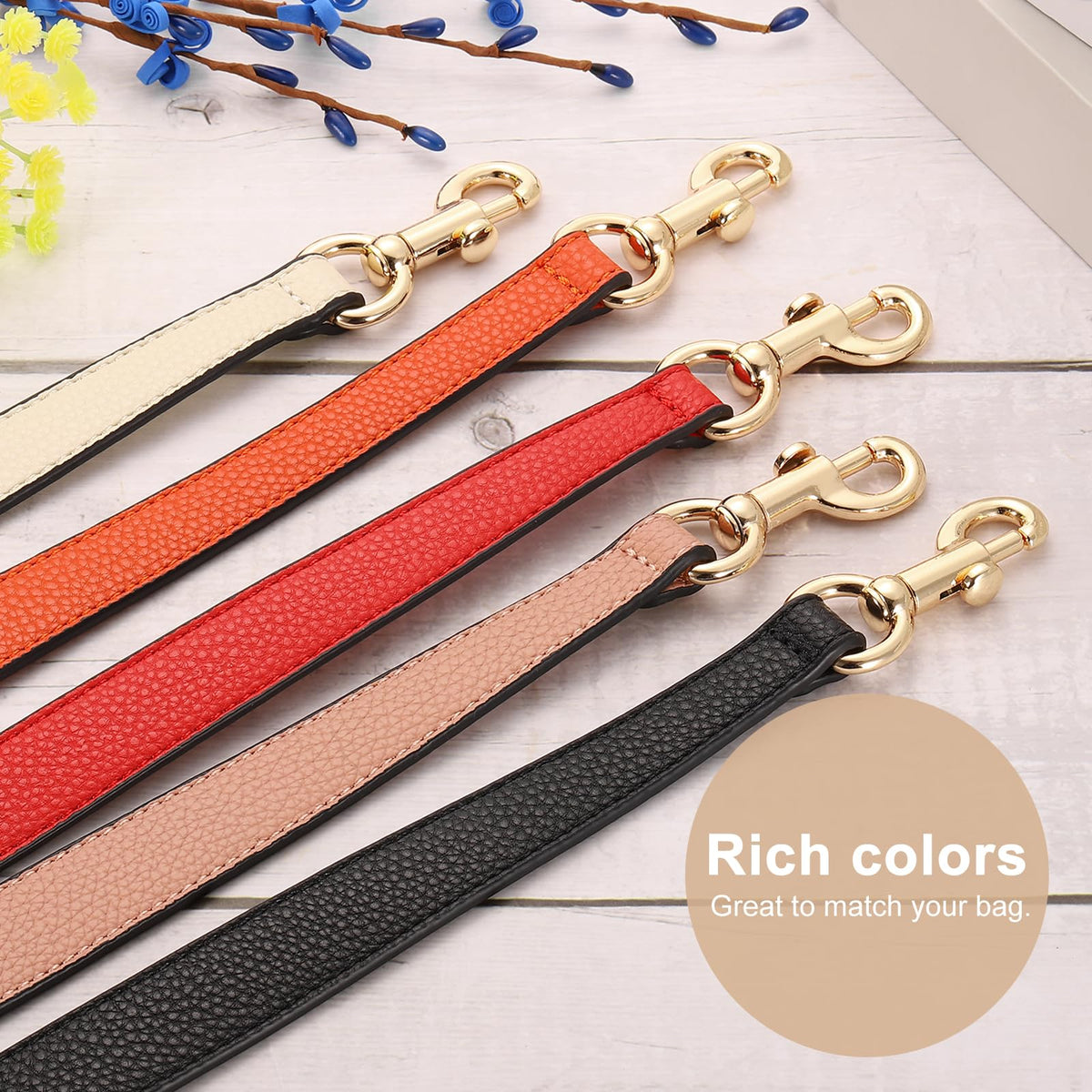 uxcell 19.29 Inch PU Leather Short Bag Strap with Clasp, Purse Handles Handbags Replacement Straps for Clutch Bag Underarm Bags, Beige, Silver Buckle