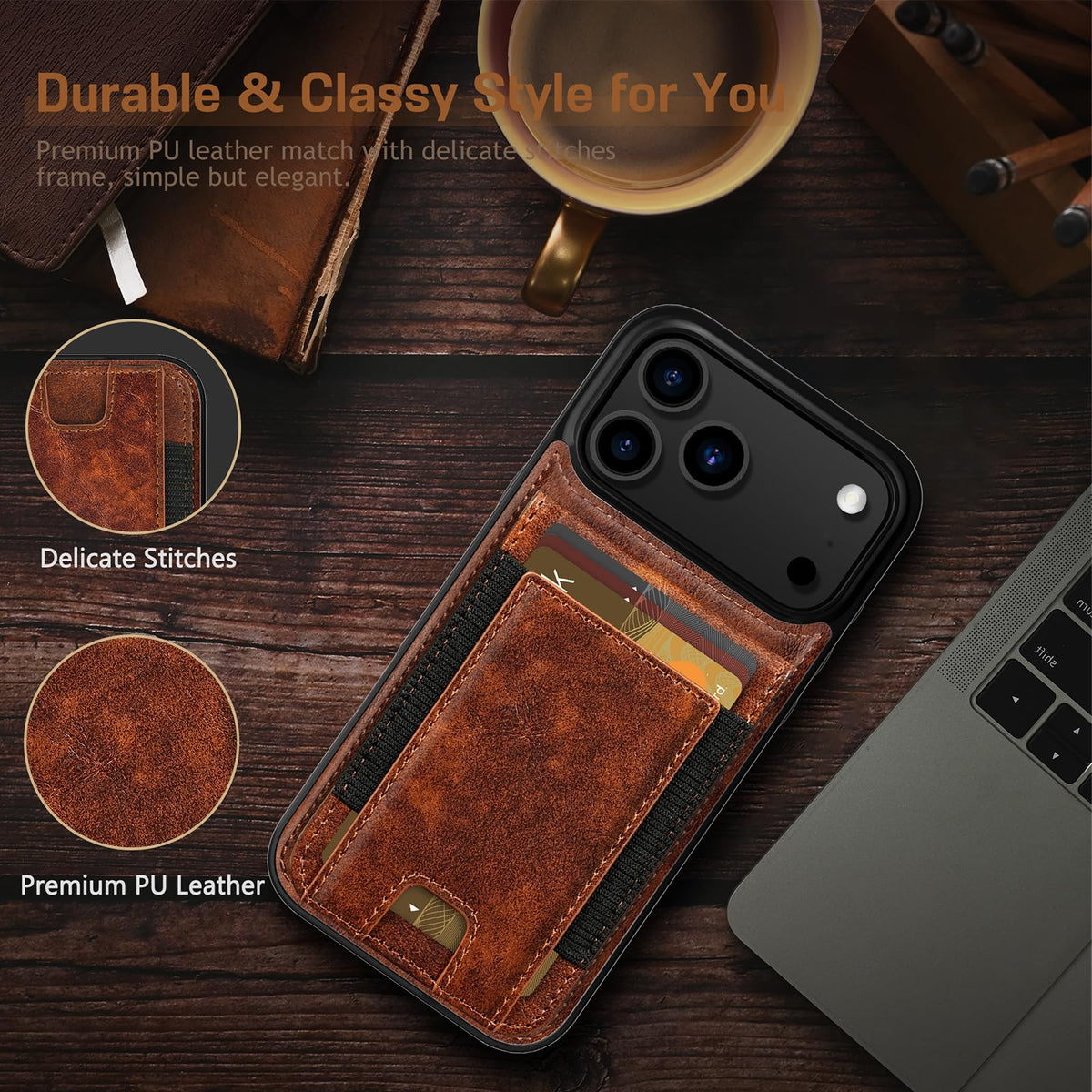 LOHASIC for iPhone 17 Pro Max Wallet Case with Card Holder, Women Men PU Leather RFID Blocking Credit Card Slots Kickstand Protective Cover Flip Phone Case for iPhone 17 ProMax 6.9" 2025 - Brown