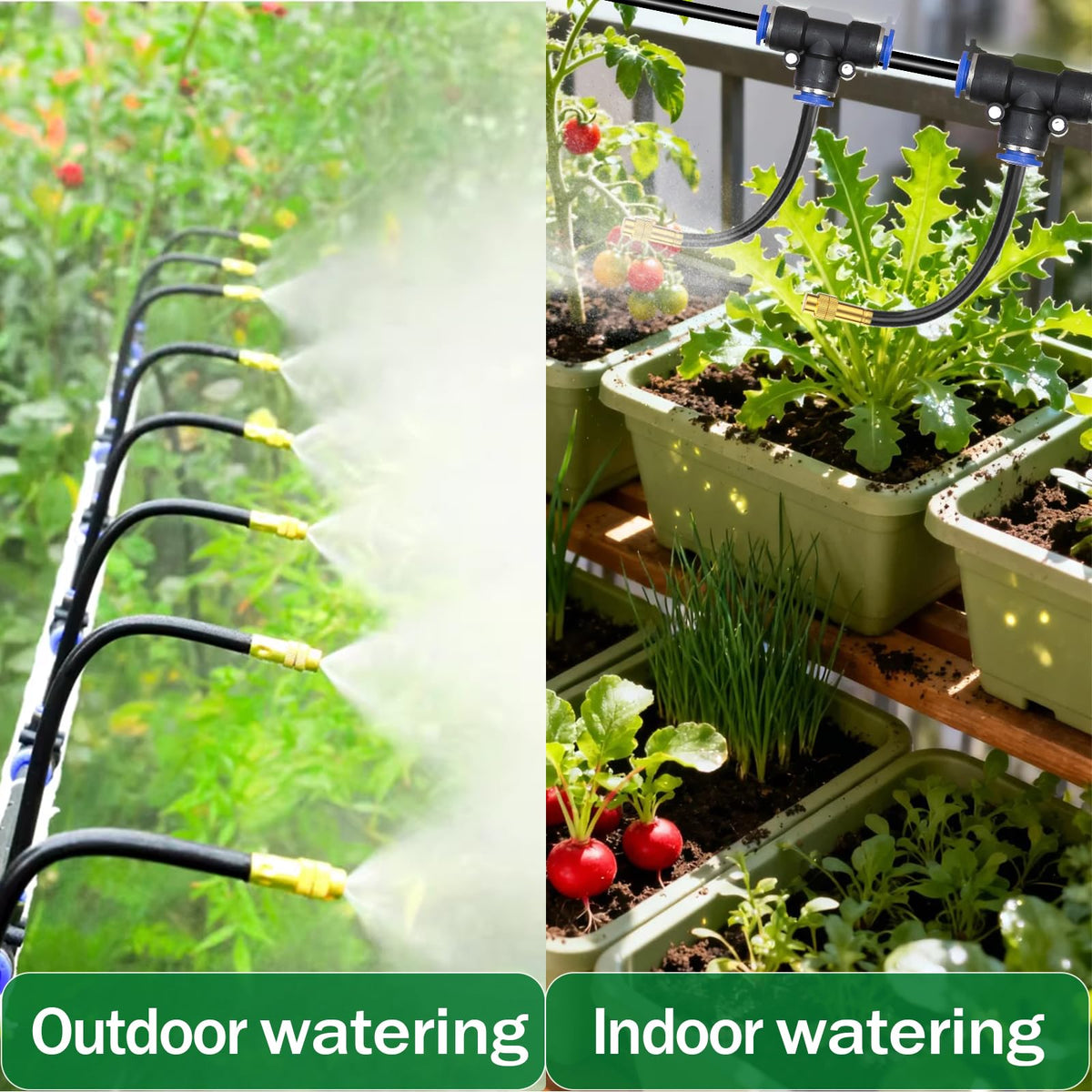 50Ft Drip Irrigation System 360°Adjustable Atomizing Copper Nozzle Irrigation System for Garden Watering System 5/16"Bendable Drip Irrigation Kit for Garden Yard Lawn Plants (50FT)