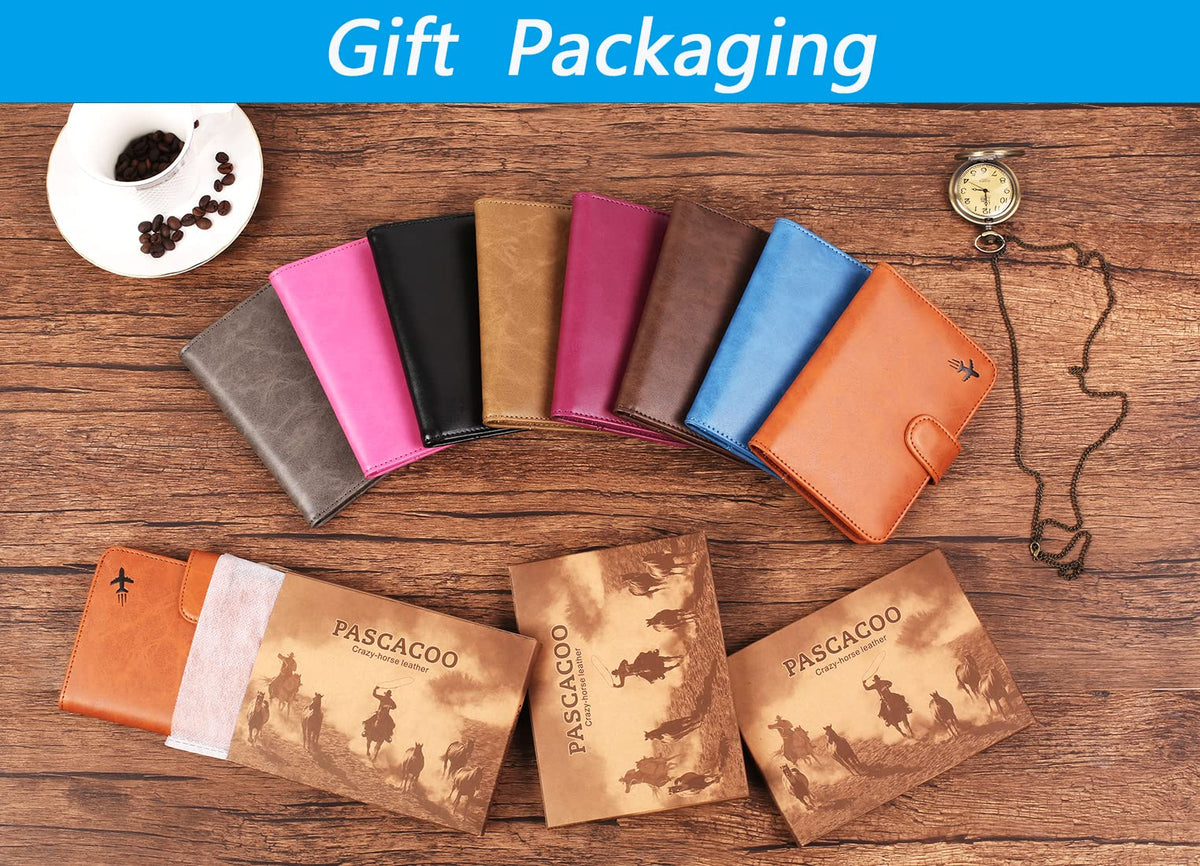 Passport Holder Cover Wallet RFID Blocking Leather Card Case Travel Accessories for Women Men (#Blue)