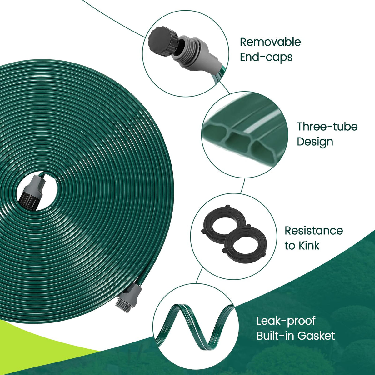 Passionbility Soaker Sprinklers Hose 50ft 2 pack, Garden Drip Soaker Watering Premium Flexible Irrigation Hose, High-Efficiency Water-Saving with Stakes