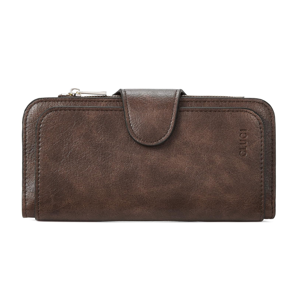 CLUCI Women Wallet Leather RFID Blocking Designer Trifold Card Holder Ladies Clutch with ID Window Oil wax Two-toned Coffee