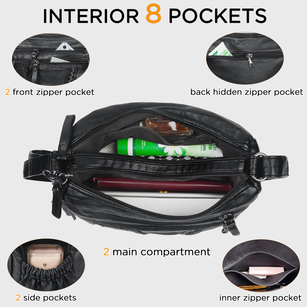 VOLGANIK ROCK Crossbody Bag for Women with Tassel Ladies Soft PU leather Purses and Handbag Pocketbooks