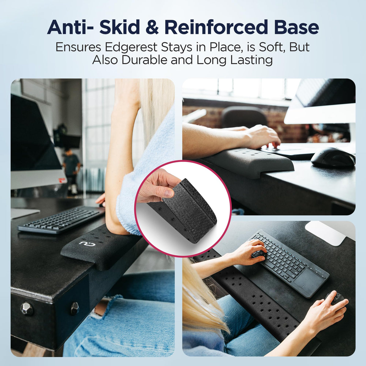 EdgeRest Mini PostureUp L-Shaped Desk Long Wrist Rest Elbow, Forearm & Wrist Comfort Support for Table or Desk Edge, Non-Slip, Memory Foam Padding, Ergonomic Design for Work, Universal Fit, Black