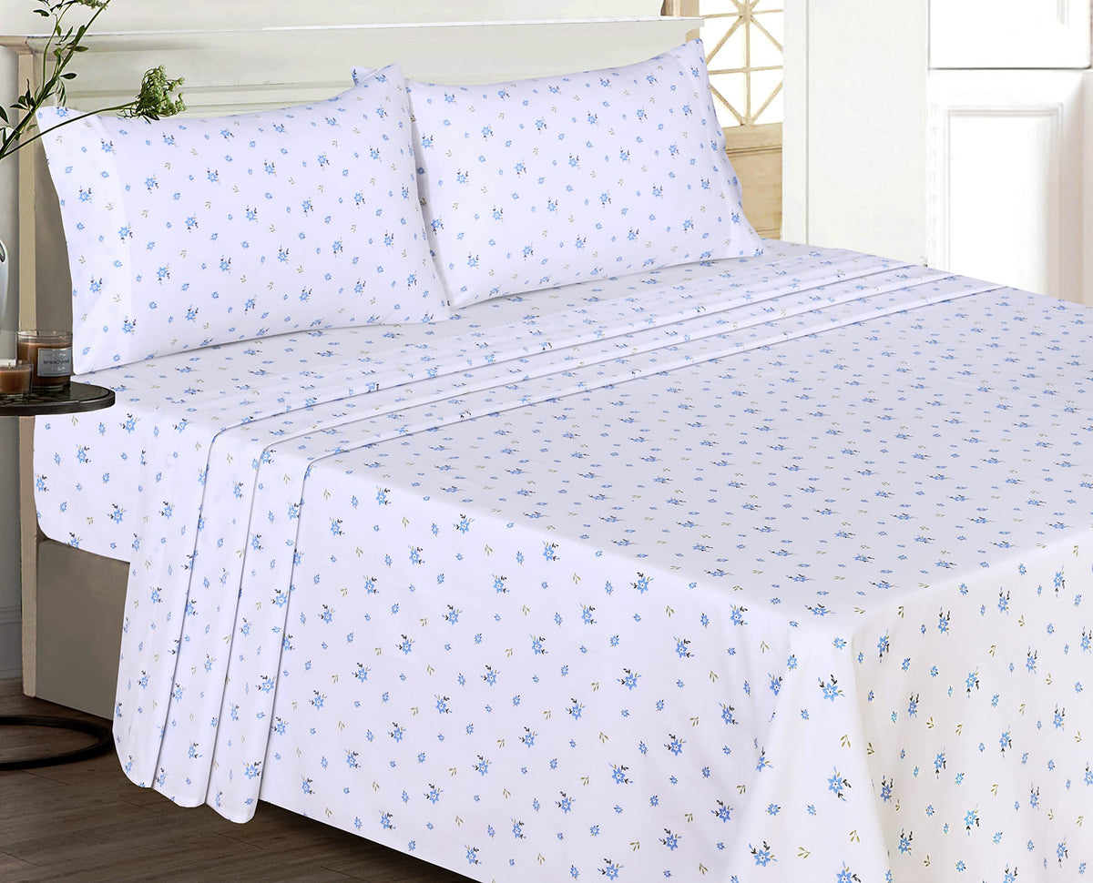 RUVANTI 100% Cotton Percale Sheets Queen Size – Crisp Cooling Bed Sheets for Hot Sleepers, Deep Pocket 16”, Soft Breathable & Durable Hotel-Style 4 Piece Set, Phulkari
