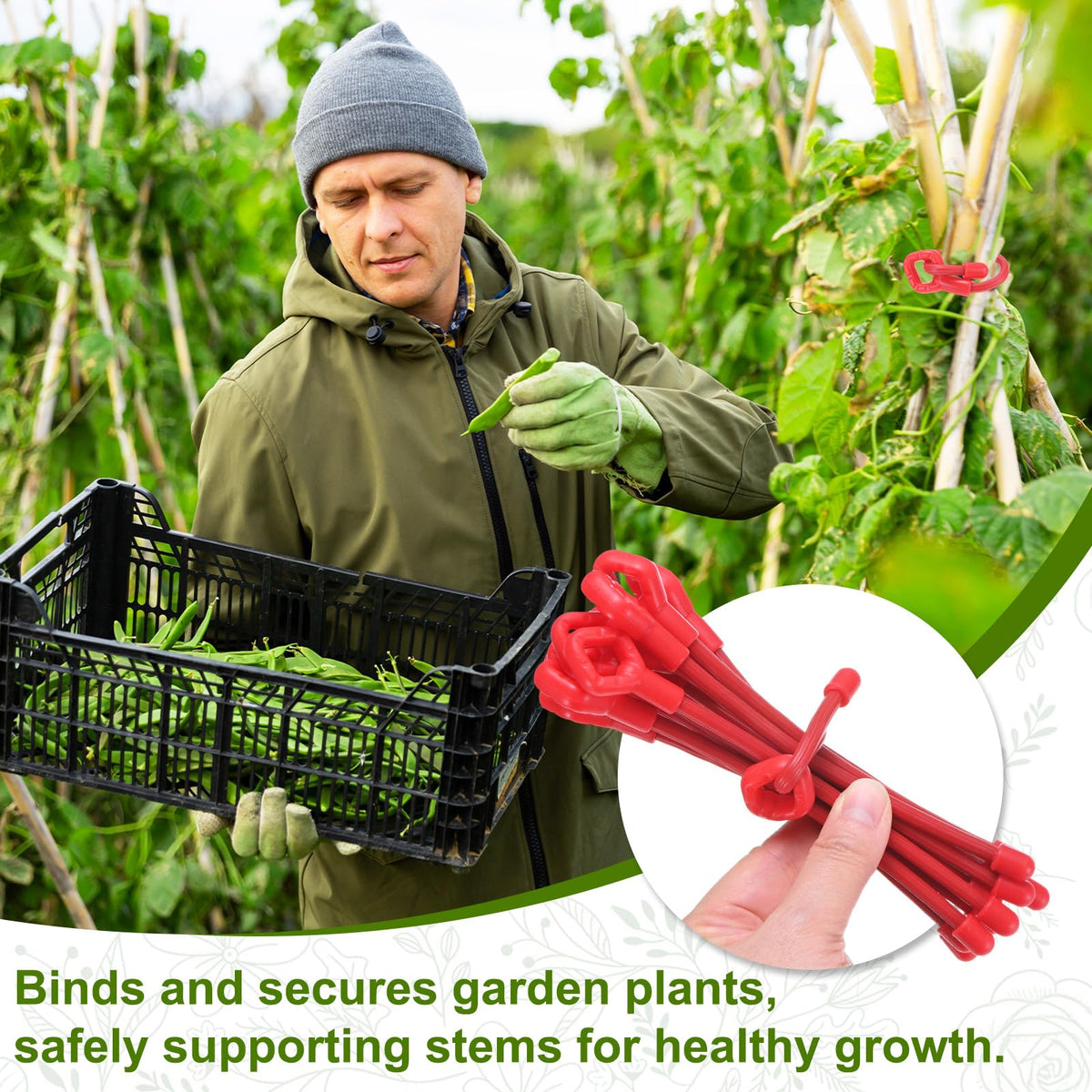 M METERXITY 12-Pack Adjustable Plant Ties, 6inch/15.24cm Silicone Flexible Multi-Function Sturdy Garden Twist Tie for Plant Support/Tree/Shrub/Vine, Reusable Support Twine [Red]