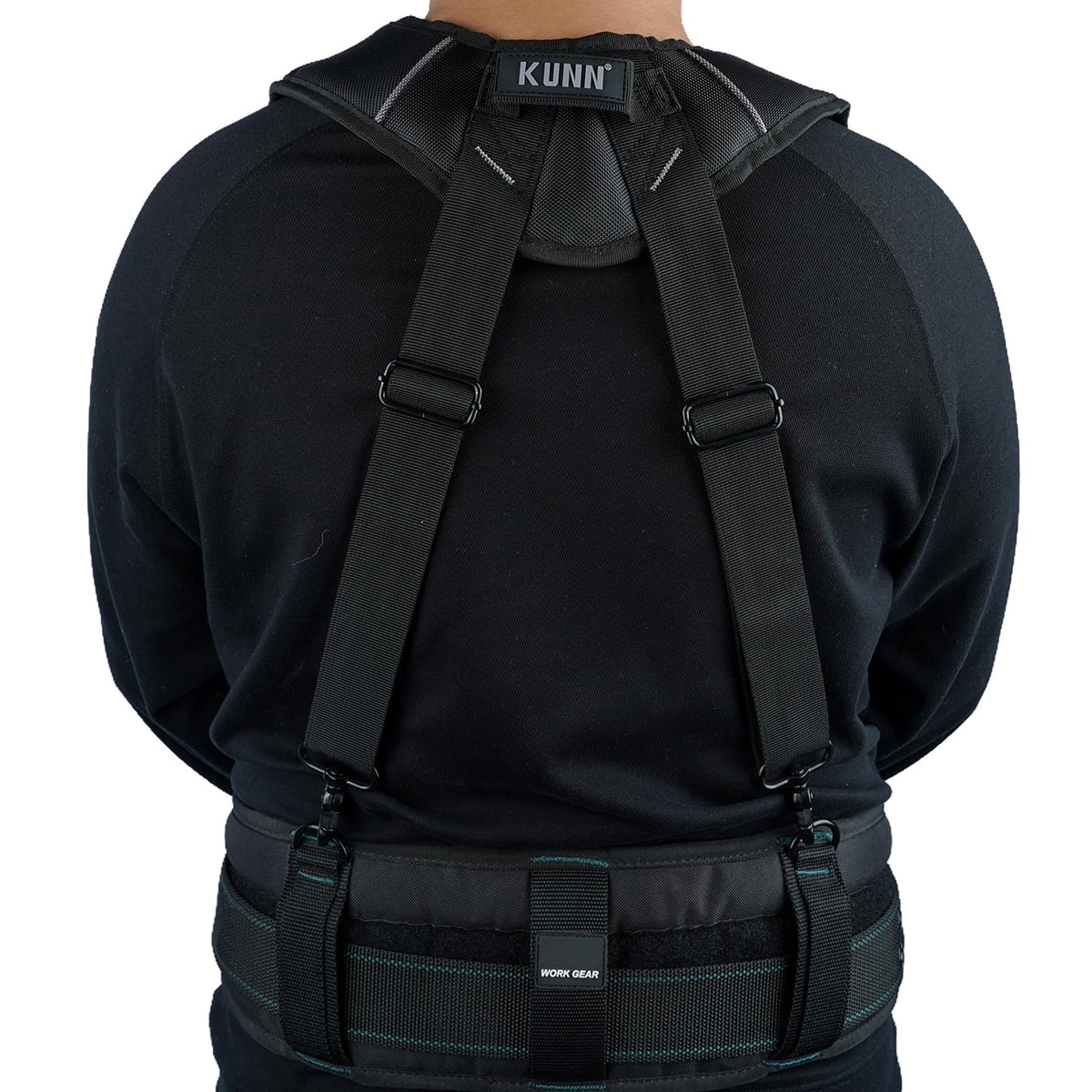 KUNN Tool Belt Suspenders Padded Carpenter Construction Electrician Work Suspender with Attachment Loops for Men,Black