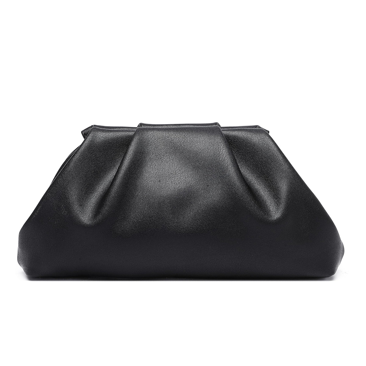 YUWITA Soft PU Leather Clutch Purses for Women Formal Elegant Luxurious Evening Bag (Black)