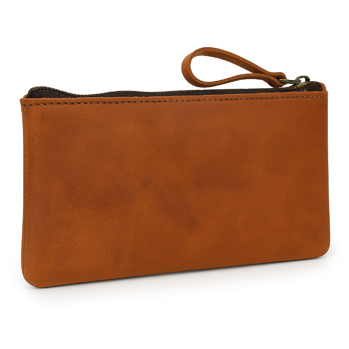 TheAntiq Leather Pencil Pouch, Currency Pouch, Leather Pencil Case, Zippered Pouch Paper Money, Pen Case, Pen and Marker Case, Pencil Case For Artists & Professionals (Tan)