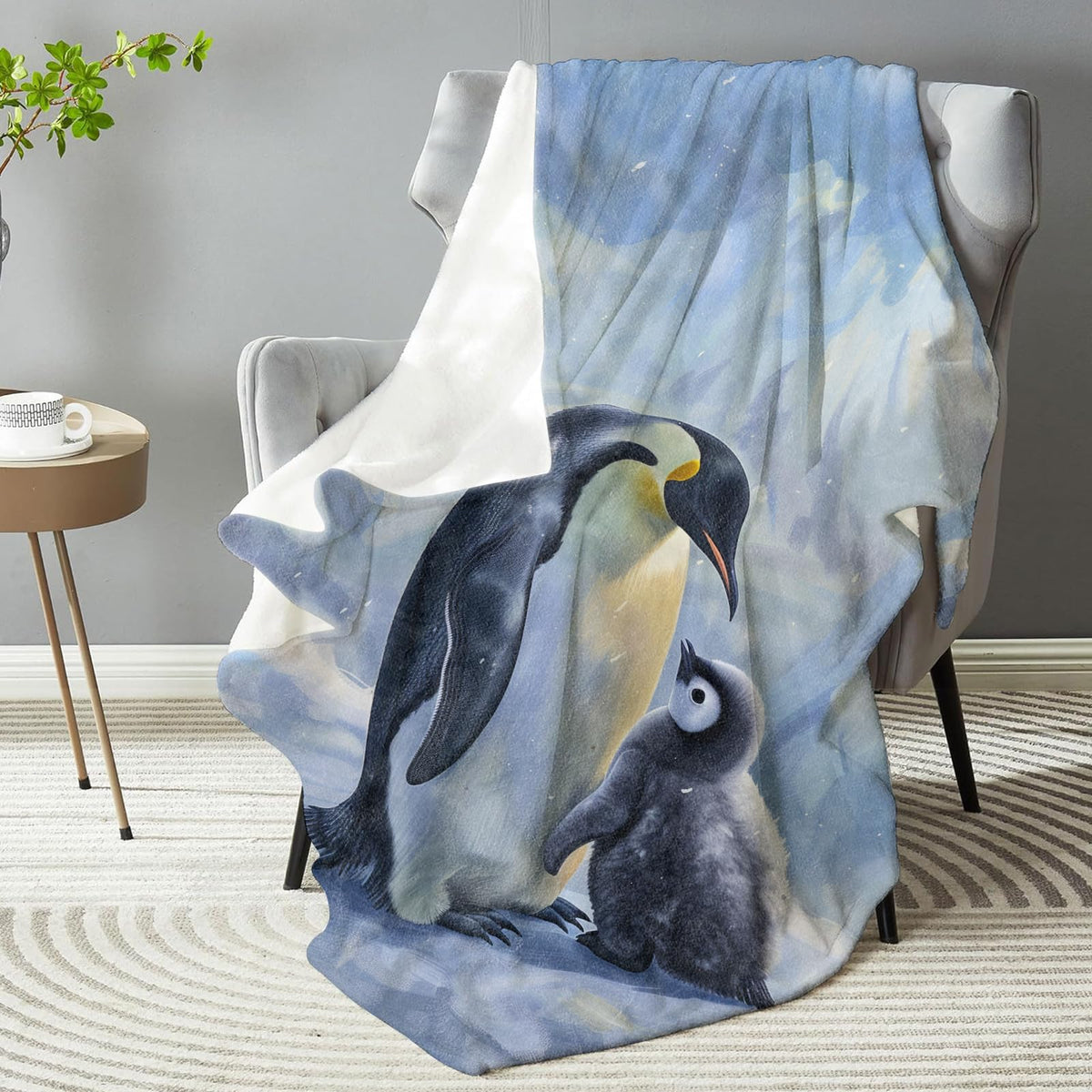 dhakalrlde for Penguin Blanket - Ultra Soft Plush Flannel Throw Blanket, Lightweight&Warm, Fuzzy for Couch, Bedroom, Travel Cozy & Comfy for All Seasons 50in×60in