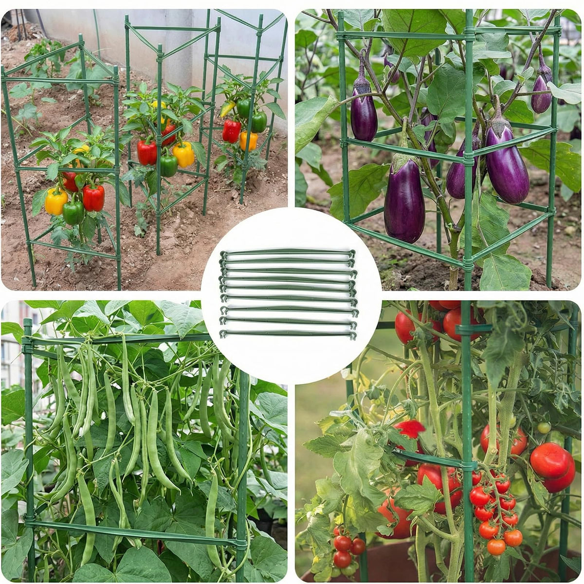 100pcs Garden Stakes Arms for Tomato Cage, TomatoTrellis Connectors, Attach 0.63 Inch Dia Tomato Stakes Connector and Plant Stick Supports, 11.8in Plastic Connecting Rod (16mm，No Stake)