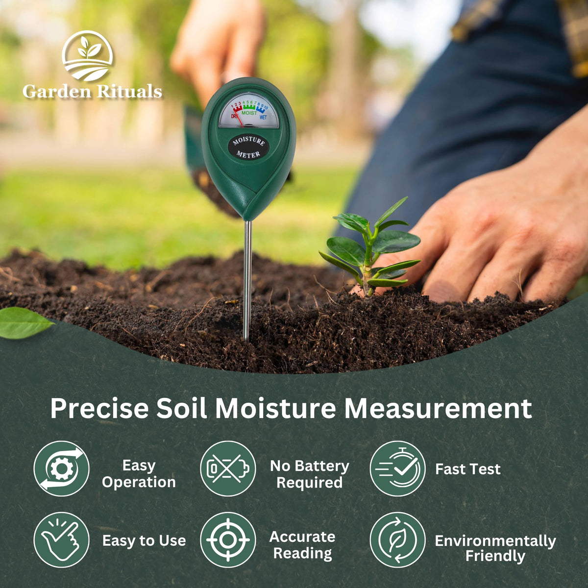 Garden Rituals - Soil Moisture Meter for Indoor Plants, Accurate Plant Soil Moisture Meter with Precision Sensors, Easy to Use, Compact and Ergonomic Design, The Ultimate Water Measurer for Plants