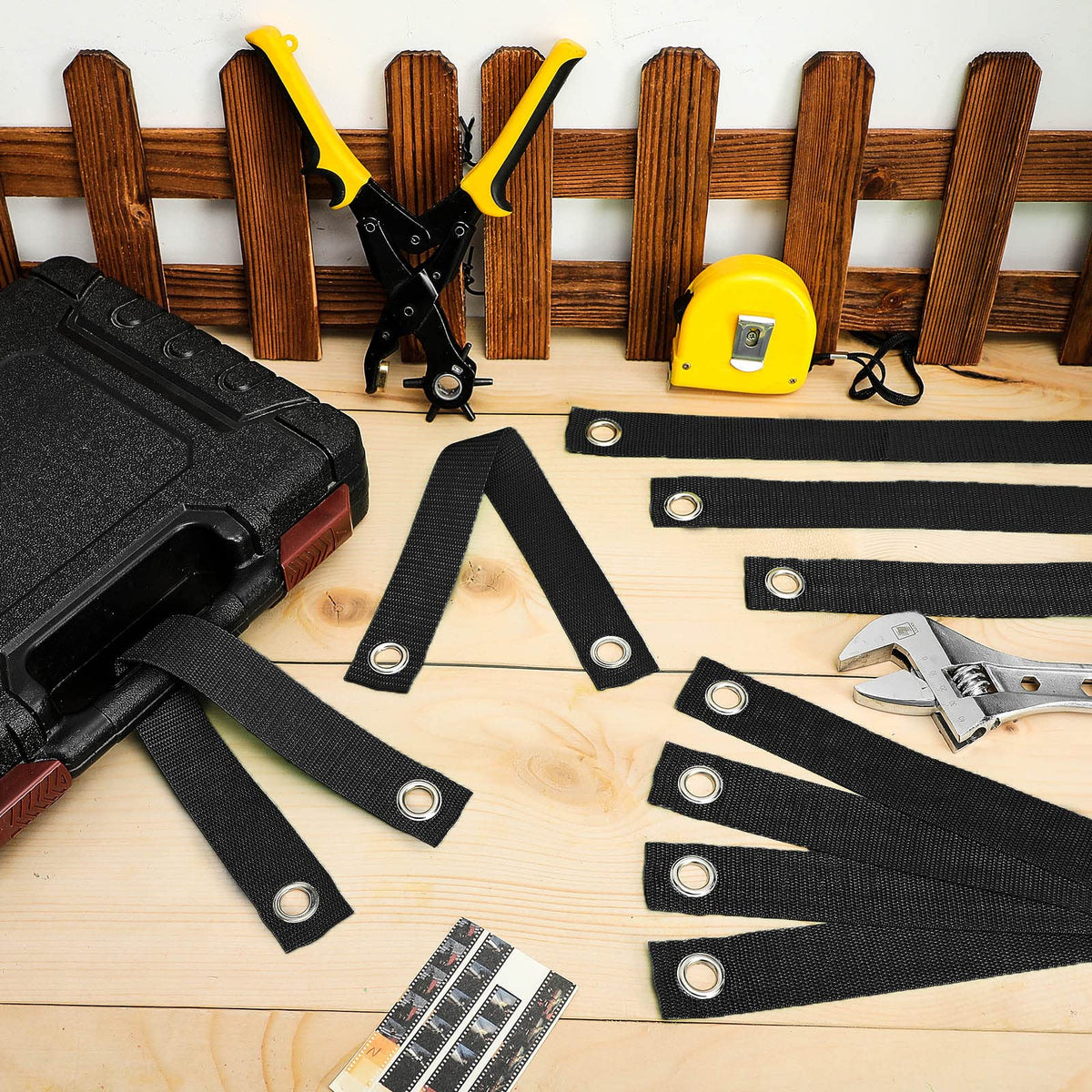32 Pieces 15.74 Inches Tree Straps for Staking with Grommet Heavy Duty Tree and Plant Supports Stakes for Guying Staking Newly Planted Sapling Straight and Hurricane Protection (Black)