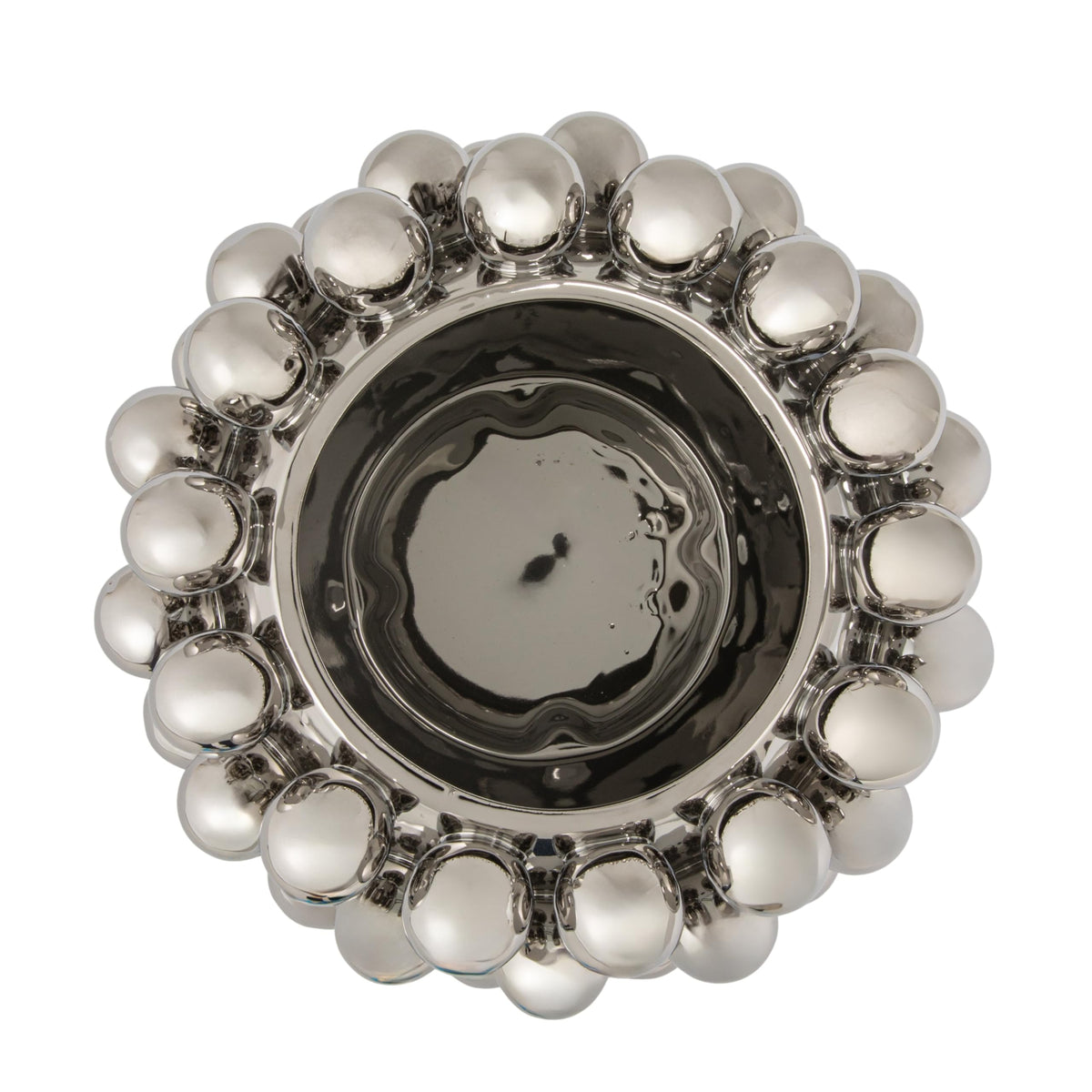 Bloomingville Stoneware Planter with Balls, Chrome Finish