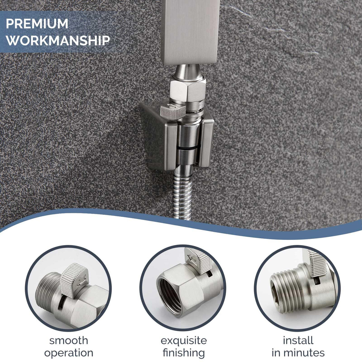 Water Flow Control Valve, Angle Simple Brass Shower Shut Off Valve, Flow Restrictor for Handheld Shower, Bidet Sprayer, Brushed Nickel
