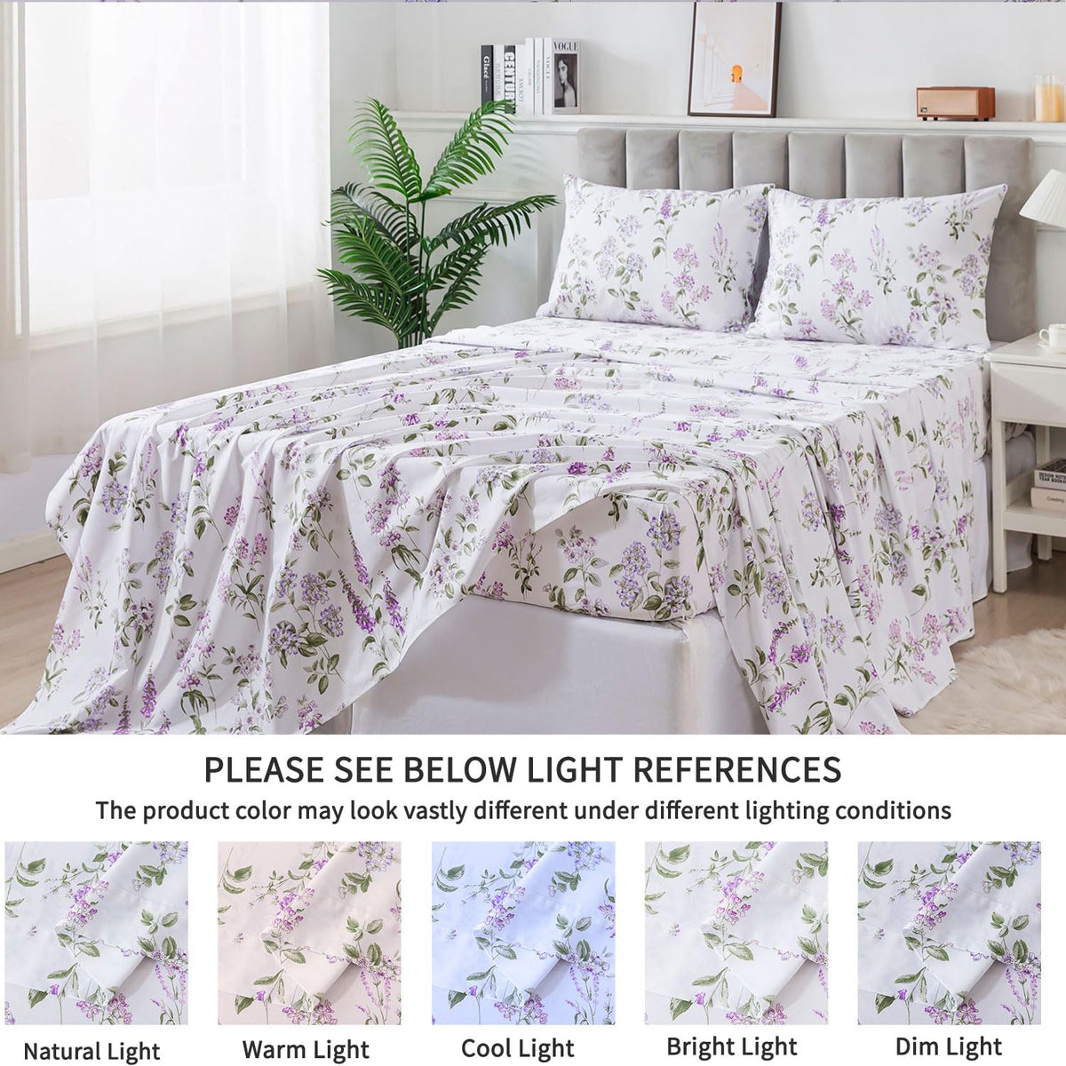 FADFAY Twin Sheet Set 100% Cotton Teal Green Leaf Pattern Printed Bed Sheets, Botanical Sheets Leaves Pattern Modern Minimalist Bedding, Soft Crisp & Breathable Luxury Deep Pocket Fitted Sheet, 4Pc