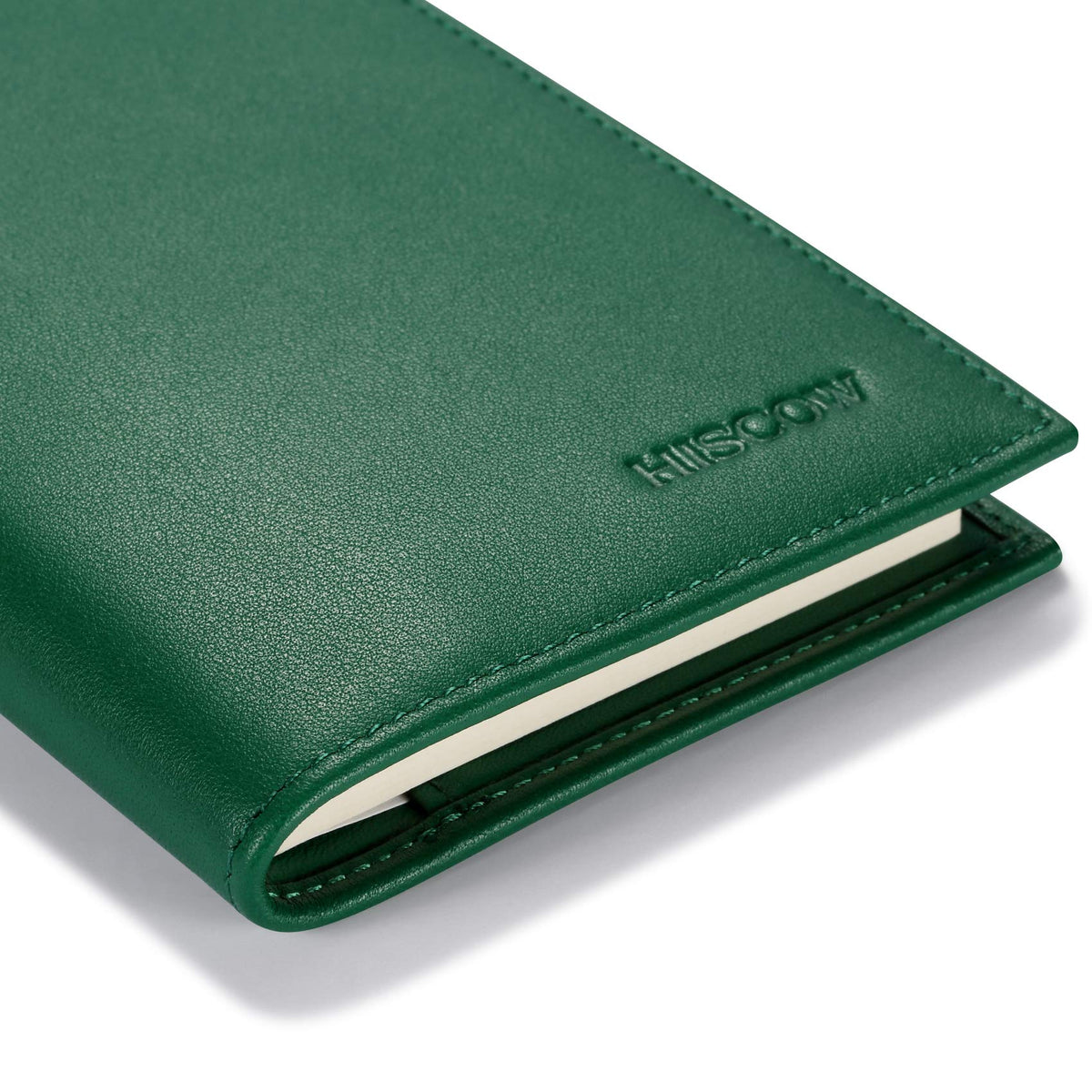 HISCOW Minimalist Checkbook Cover - Full Grain Leather (Premium Green)