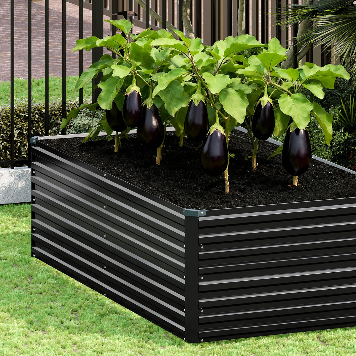 Vengarus 6x3x2FT Galvanized Raised Garden Bed Kit, Deep Root Planter Box Outdoor Large Planter Raised Beds for Planting Flowers,Vegetables and Herbs-Black
