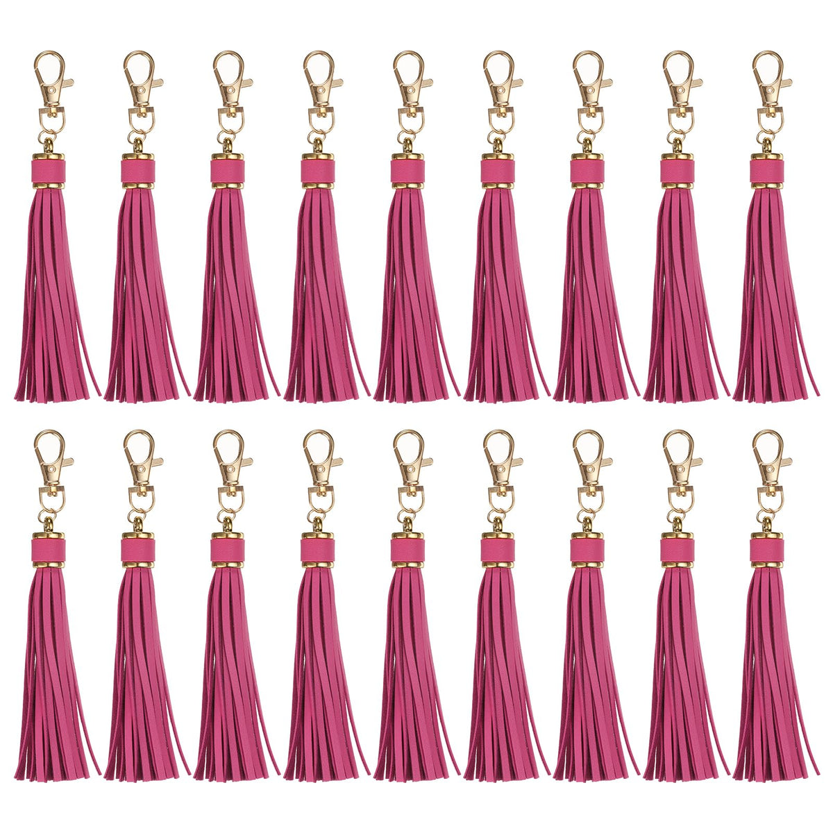uxcell 18pcs PU Leather Tassels, 5.9 Inch Keychain Tassel Charm with Lobster Swivel for Jewelry Making, Handbag, DIY Crafts, (Rose Pink)