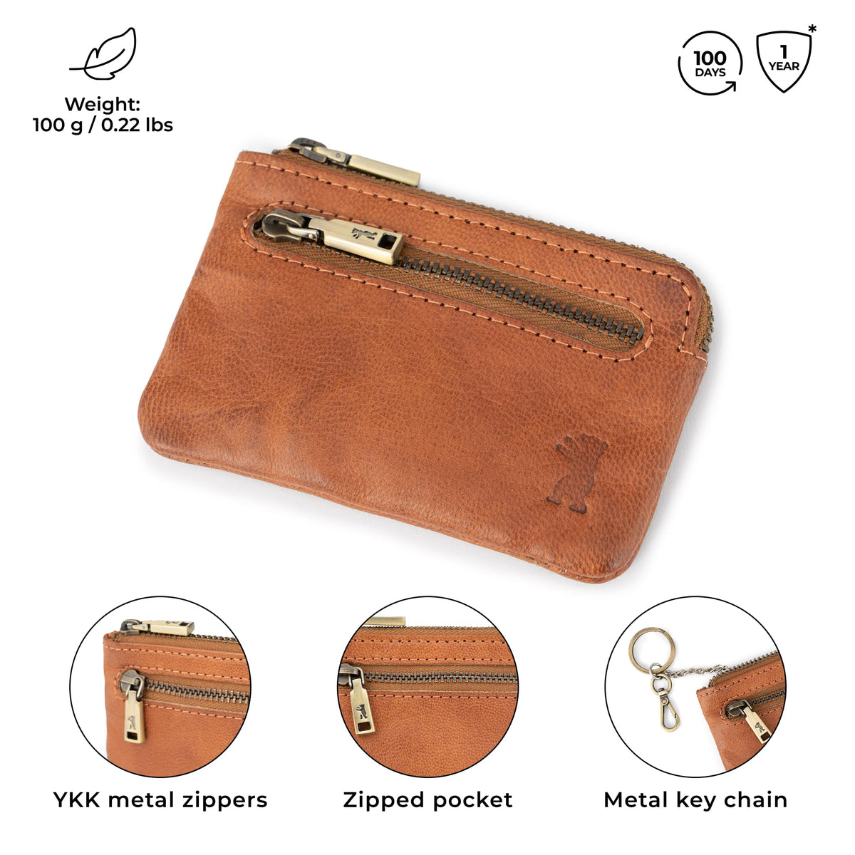 BERLINER BAGS Vintage Leather Key Case Eli, Key Bag Key Organizer Small for Men and Women - Brown