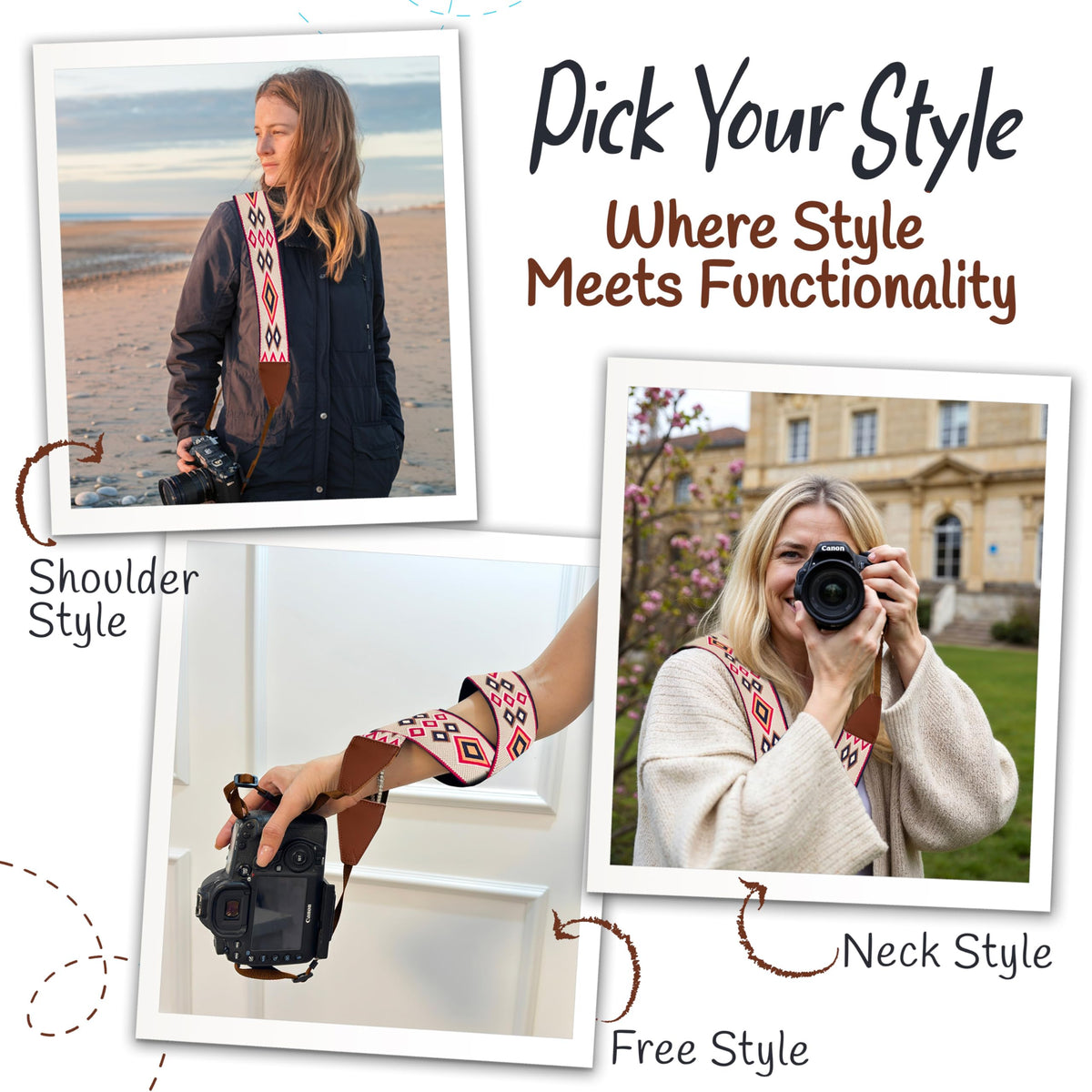 Art Tribute Camera Strap For Photographers Padded Universal Fit Neck Shoulder & Crossbody Strap Quick Release For DSLR/SLR/Mirrorless Canon Nikon Sony Olympus Compatible Great Gift for Photographers