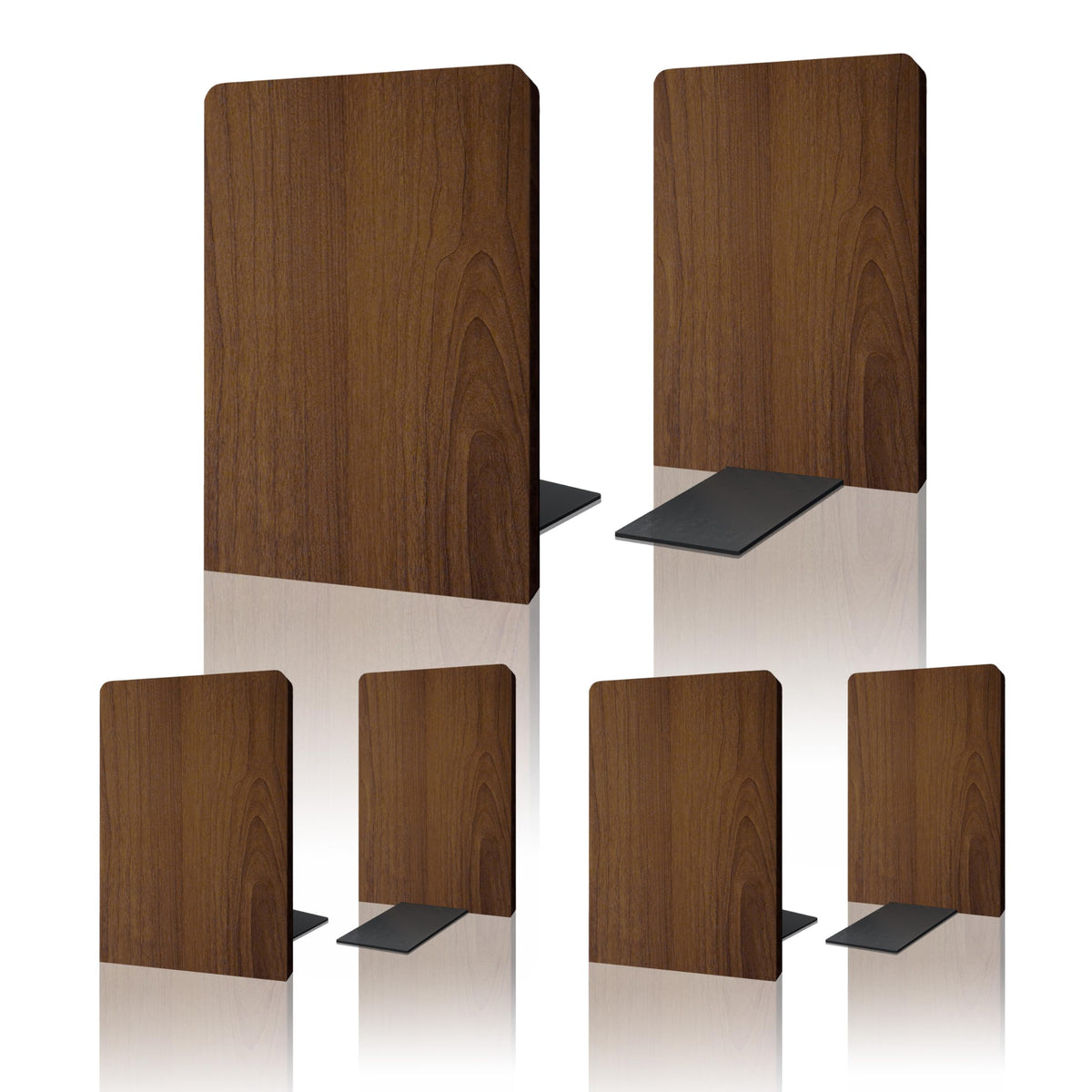 Brosisincorp Walnut Wood Book Ends for Shelves - Hand Polished Edges, Non-Skid Bookends for Heavy Duty Book Holders Office Desk Shelves Decorative Book Organizer, 6.69"H x 4.72"W x 3.94"L (3 Pairs)
