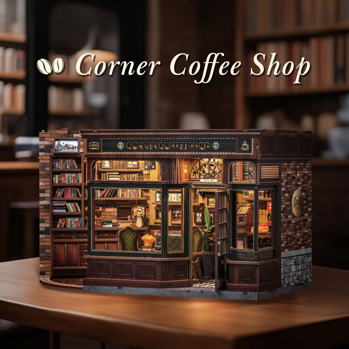 CUTEBEE Book Nook Kit, DIY Miniature Dollhouse Kits for Adult and Teens, 3D Wooden Puzzle, Mini Booknook Tiny House Model Building Kit, Decorative Bookend with LED, Craft Gifts for Family, Friends