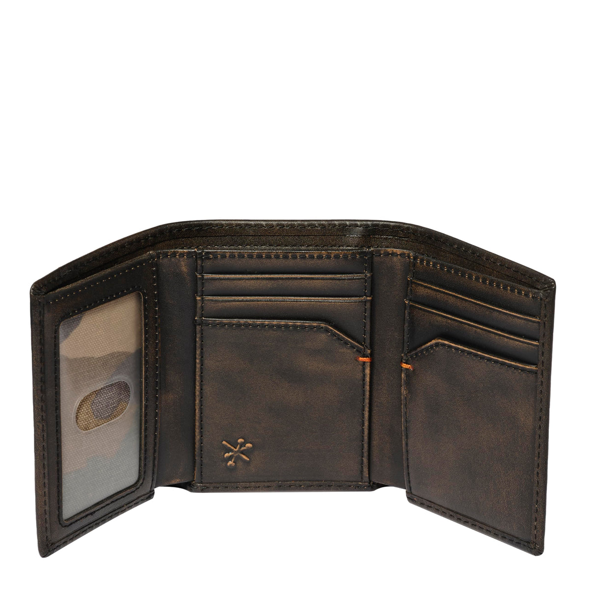 House of Jack Co. Deer Men's Trifold Wallet, Full Grain Leather Hunting Wallet with ID Window, 8 Card Slots, Camo Lining, Embossed Whitetail Deer, Hunter Gift for Men, Black