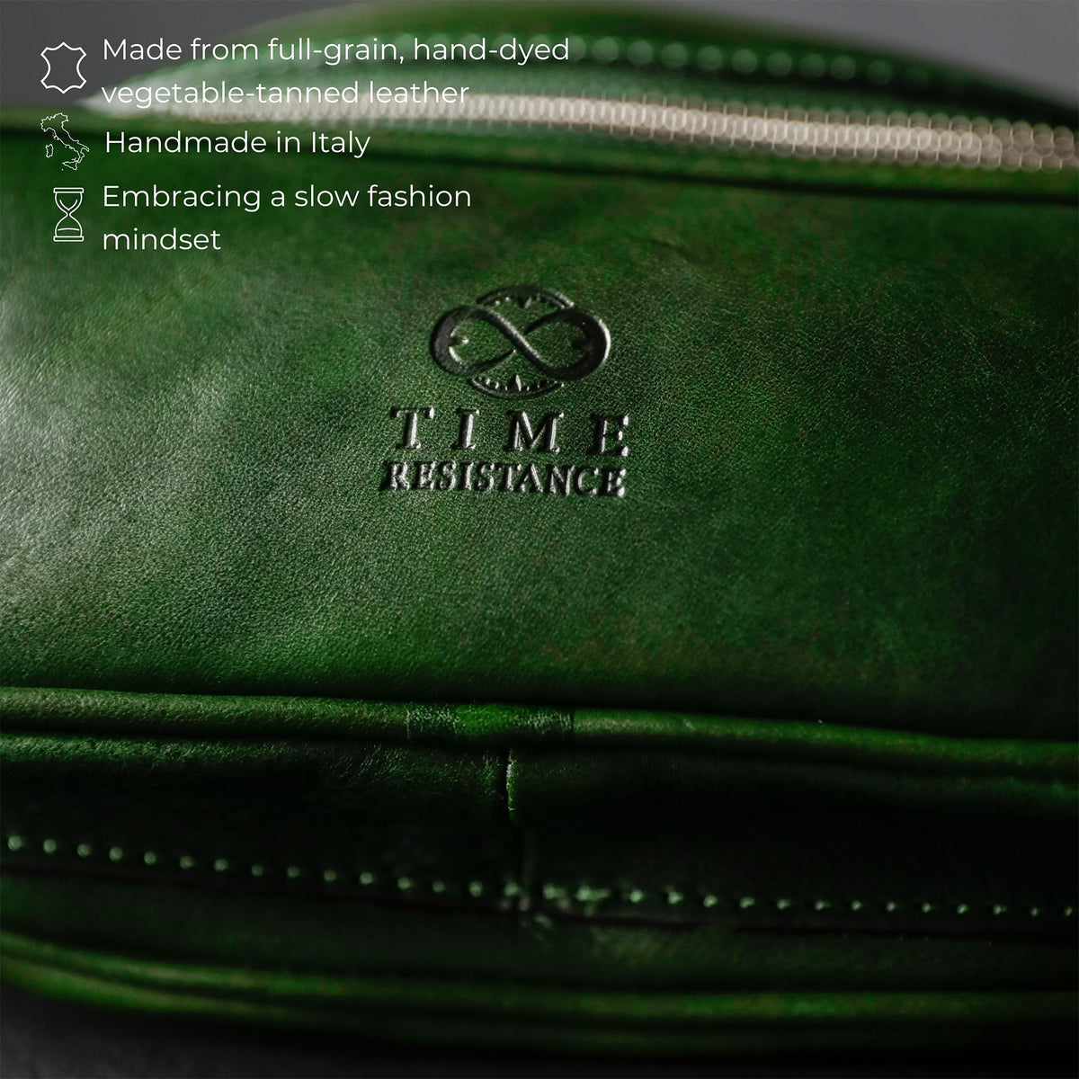 Time Resistance Leather Waist Pack - Belly Bag, Belt Bag, Fanny Pack - Handmade in Italy (Green)