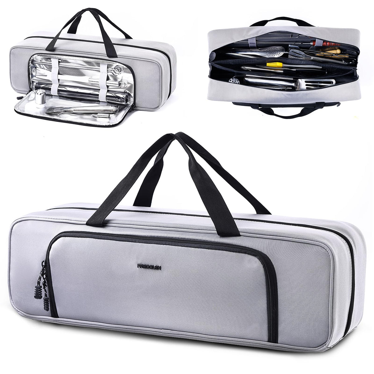 Grill Tool Bag, 22" Heavy Duty BBQ Accessories Organizer with Insulated Lining, Large Grill Utensil Organizer & Caddy for Blackstone Griddle, Camping, Tailgating, BBQ Gifts for Men (Bag Only)