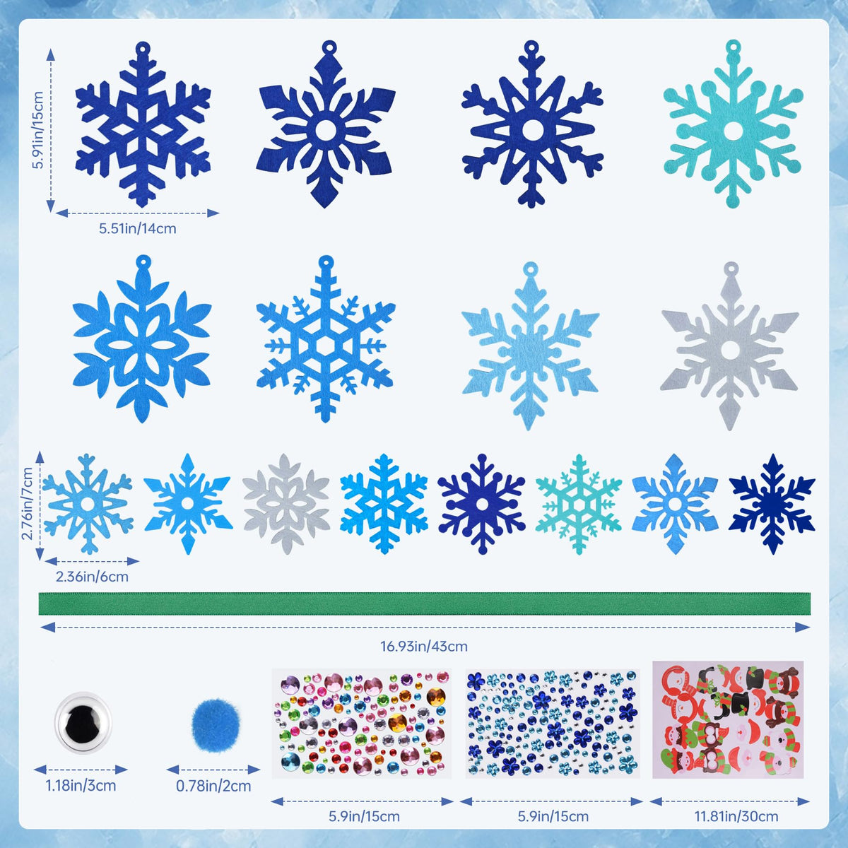 Ruicnte 24 Sets Christmas Craft Art Kits for Kids,DIY Winter Snowflake Crafts with Penguin Snowman Santa Sticker for Christmas Tree Ornaments Decoration for Home Classroom Activities Favors