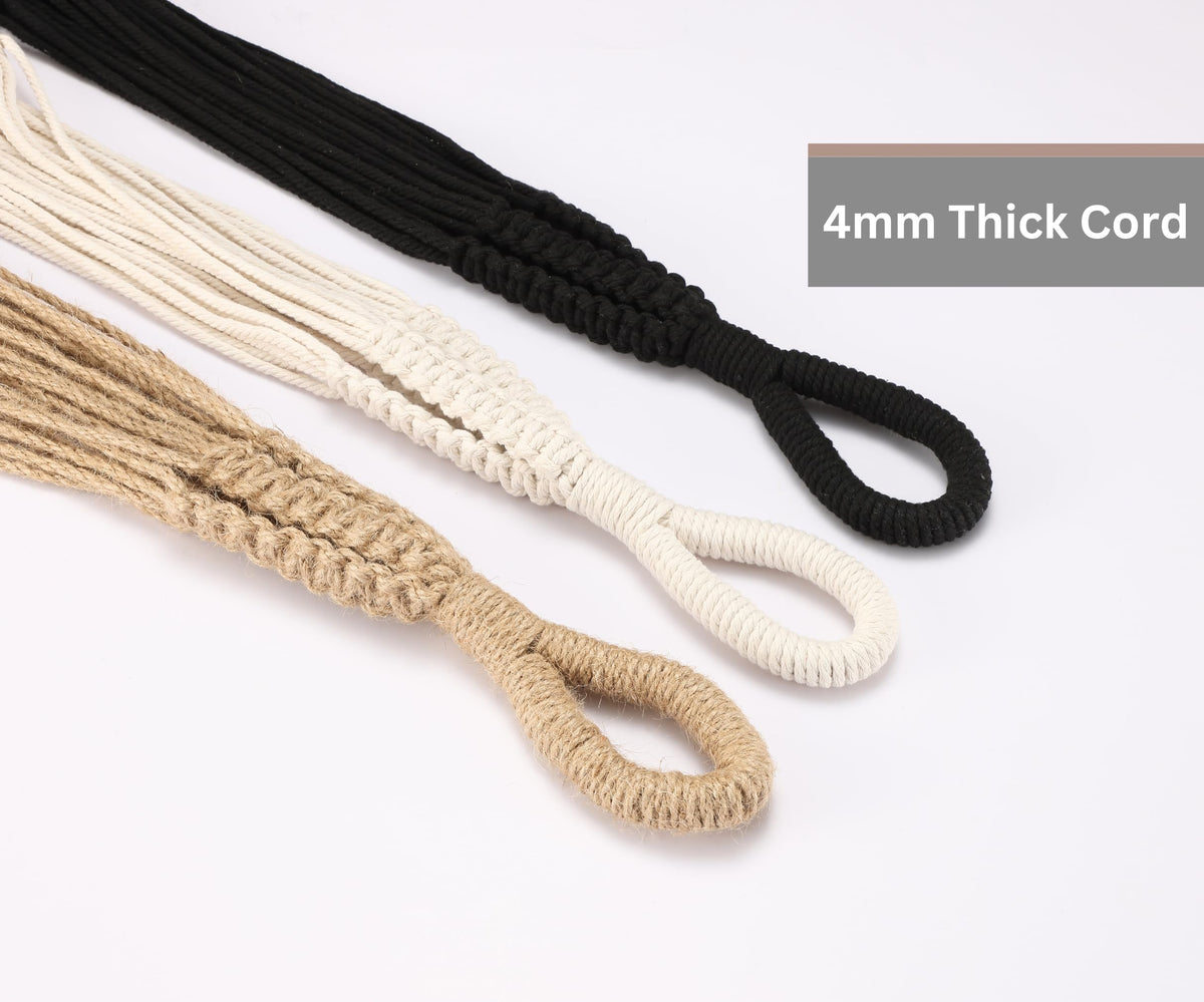 Shineloha Giant XXL 55 Inches Macrame Planter Hanger Large for 15 inch Pot + Swag Hook | Extra Large Hanging Planter for Indoor Plants | No Pot/Plant Included (XXL Black)