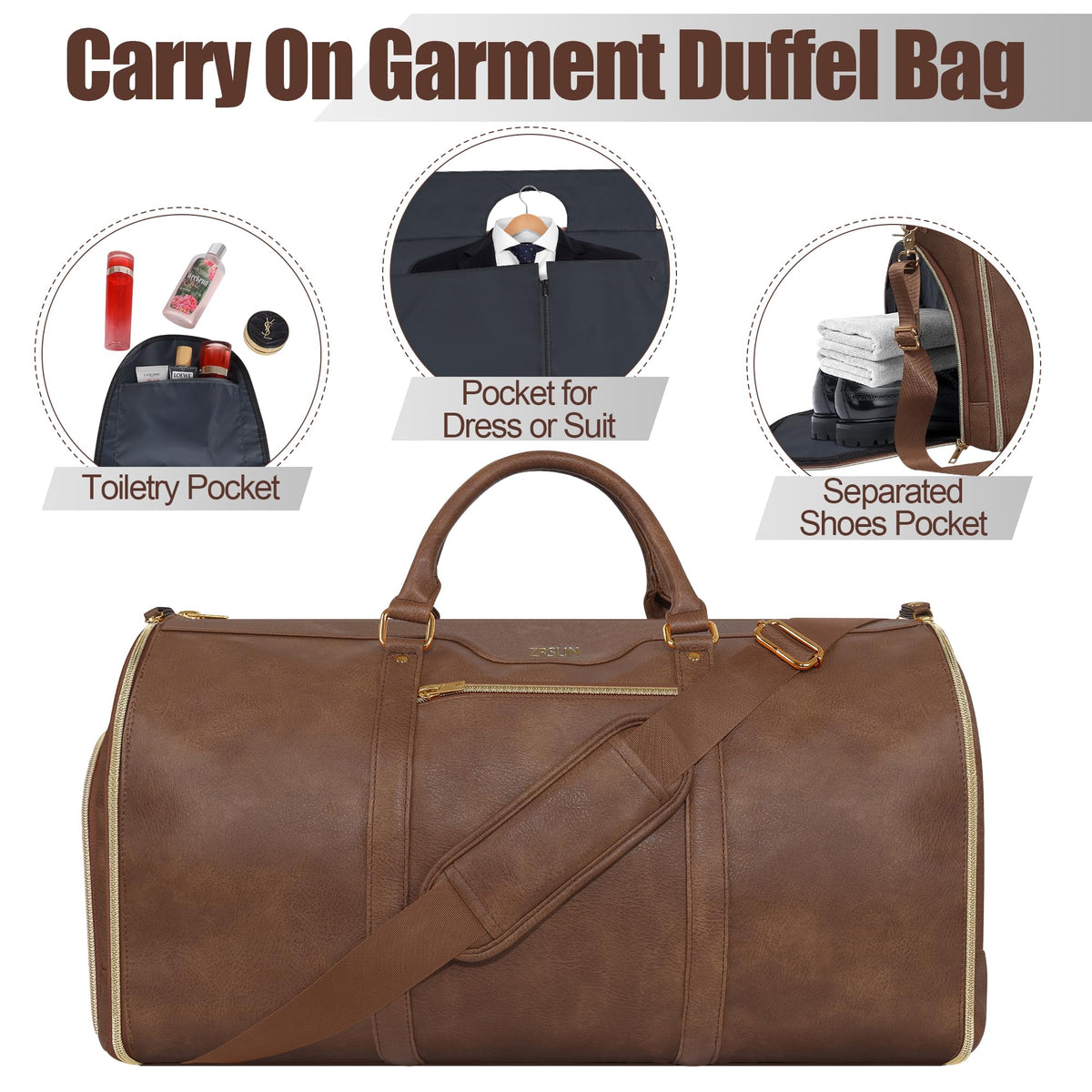 Convertible Garment Bag with Shoulder Strap, Carry on Garment Duffel Bag for Men Women,Waterproof & Wrinkle-Free Suit Carrier for Business Trips & Weekend Getaways, Foldable & Lightweight