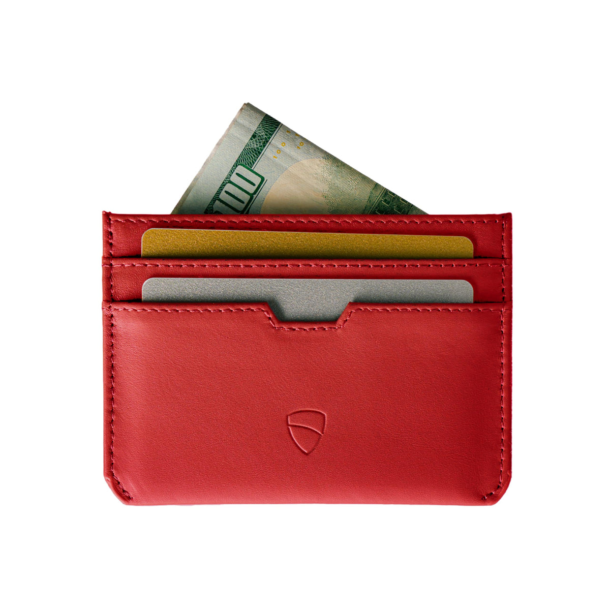 Vaultskin MOORGATE Slim Card Holder – Minimalist Leather Wallet with RFID Blocking, Front Pocket Credit Card Case for Men & Women (Crimson Red)
