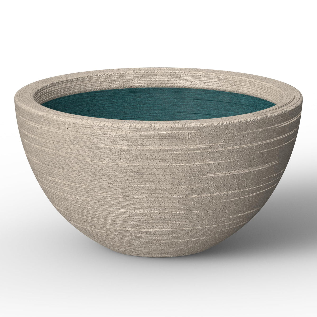 Kante 16.9 Inch Dia Concrete Planter, Round Bowl Design Garden Pot for Indoor Outdoor Plants, Modern Flower Pot with Drainage Hole, Weathered Concrete Finish with Painted Interior