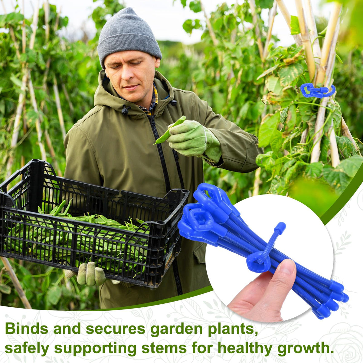 M METERXITY 6-Pack Adjustable Plant Ties, 12inch/30.48cm Silicone Flexible Multi-Function Sturdy Garden Twist Tie for Plant Support/Tree/Shrub/Vine, Reusable Support Twine [Blue]