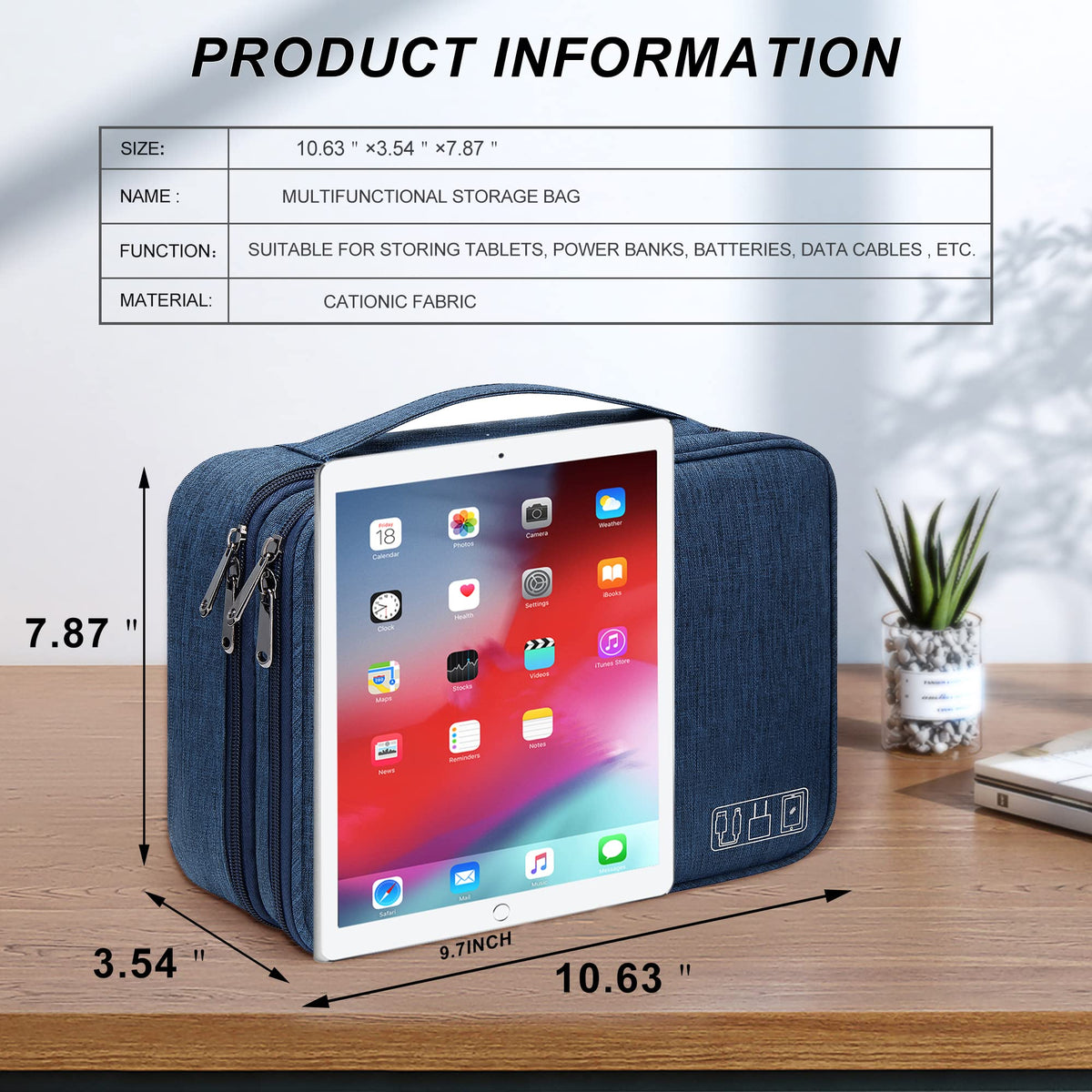 SELLYFELLY Electronic Bag Travel Cable Accessories Bag Waterproof Double Layer Electronics Organizer Portable Storage Case for Cable, Cord, Charger, Phone, Adapter, Power Bank, Kindle, Hard Drives