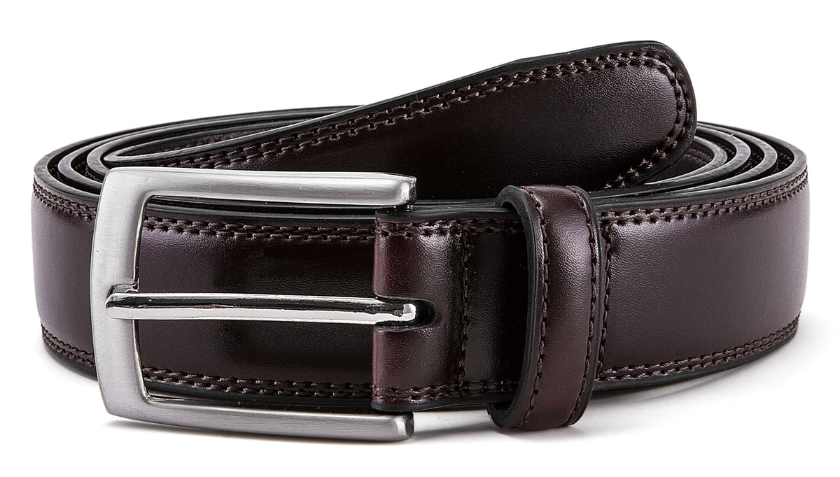 MILORDE Leather Belt for Men, Fashion & Classic Design for Dress and Causal (Size 34 (Waist 32), Mahogany)