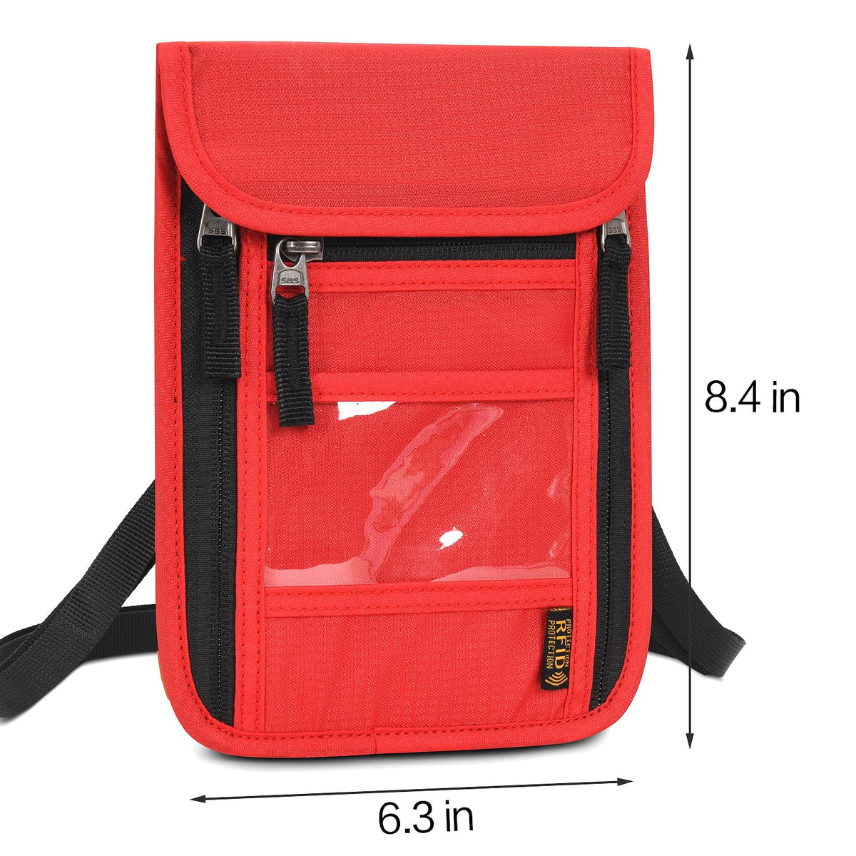Neck Wallet Lightweight RFID Blocking Waterproof Travel Pouch Passport Wallets for Women Men （B-Red）