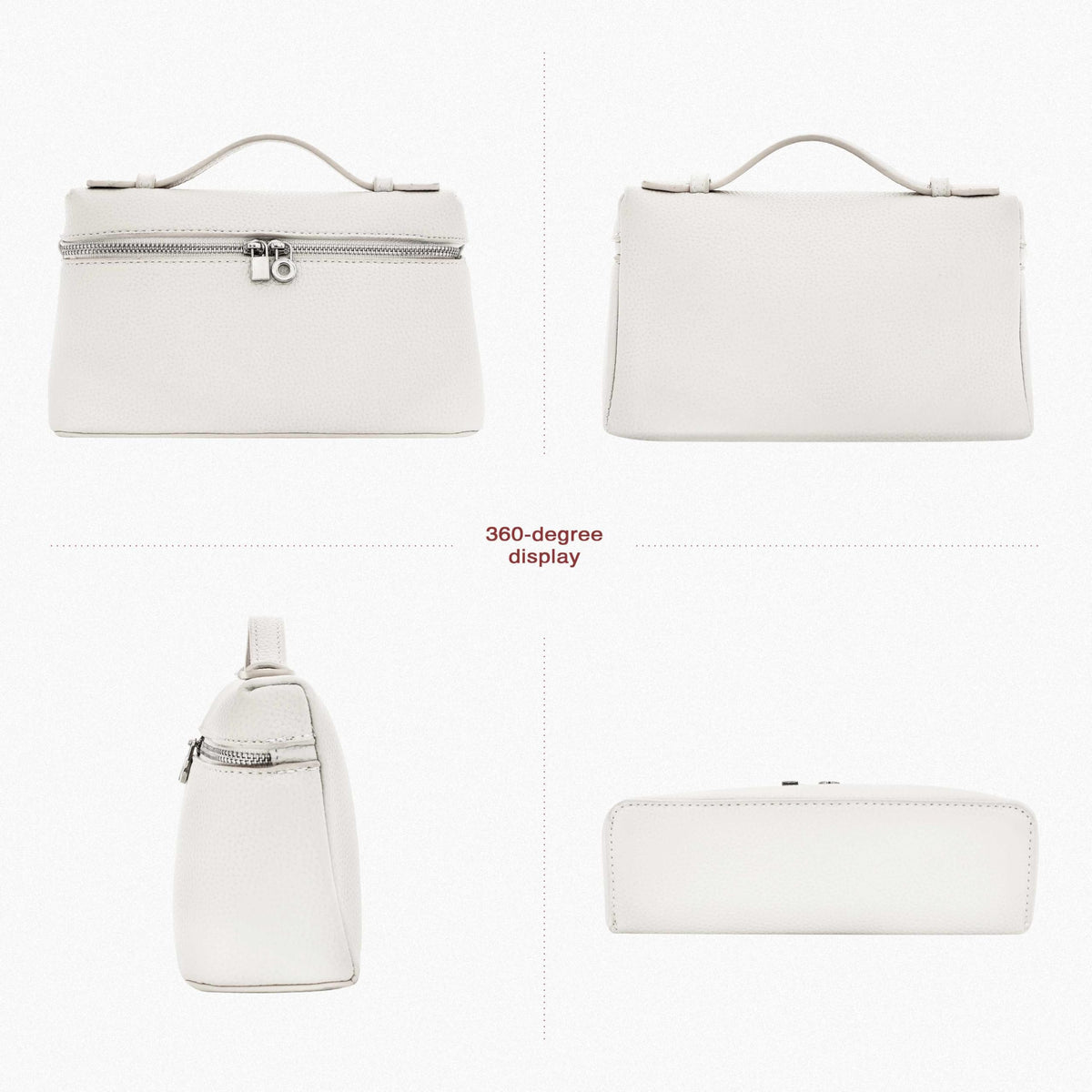 Larcenciel Elegant Small Leather Crossbody Purse for Women, Trendy Cream White Shoulder Bags with Zipper Closure & Adjustable Strap, Cute Top-Handle ladies Handbags for Everyday Work Wedding Going Out