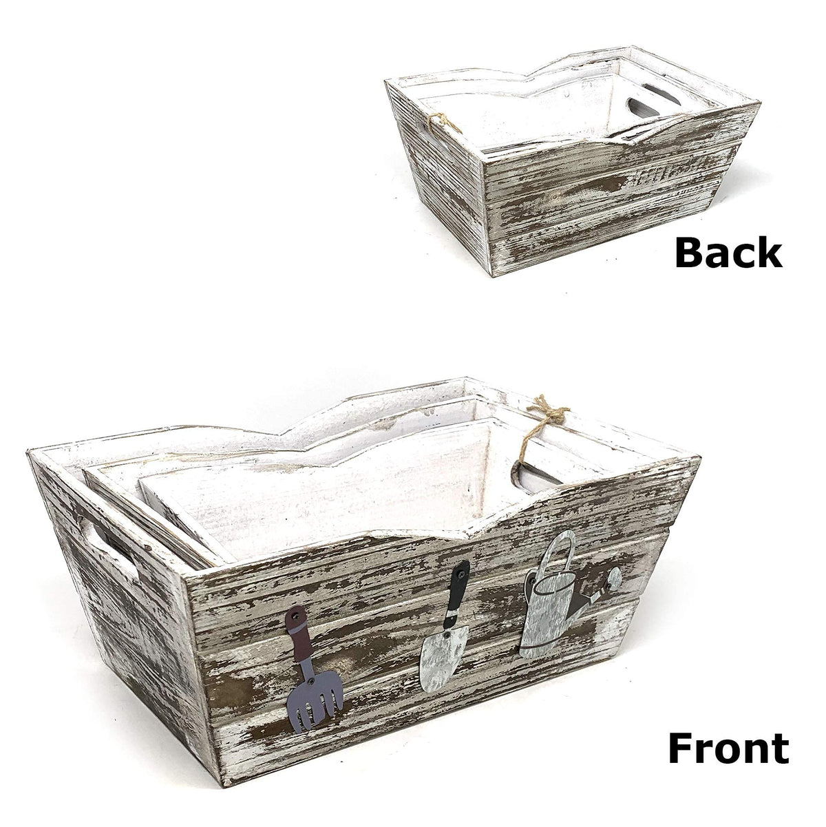 allgala HD88341 3-PC set Wooden Boxes Planter Trough for flower pots - Indoor Outdoor decoration Storage Display Boxes (Style 4)
