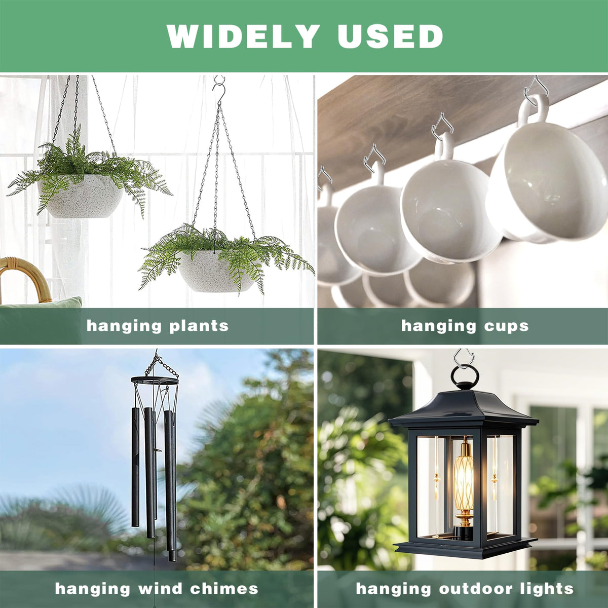 Ticway 35 PCS Q-Hanger Hooks for String Lights, Ceiling Hangers for Plants & Wind Chimes, Christmas Decorations Outdoor Hooks 304 Stainless Steel