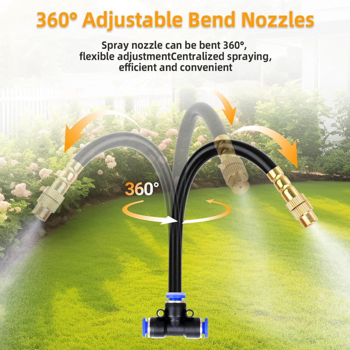 KUJIMIEDA 100FT 1/4" Drip Irrigation System, 2026 Upgrade Garden Irrigation Kit with 24pcs 360° Adjustable Copper Nozzles, DIY Watering System for Raised Beds, Yard, Lawn, Vegetable Gardens (100 ft)