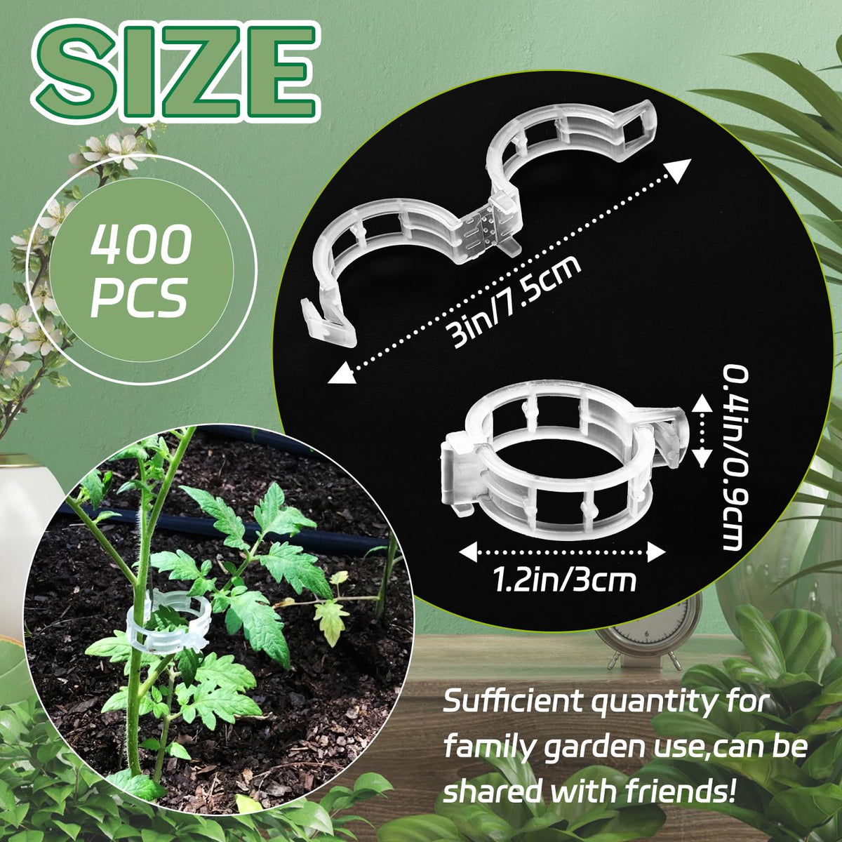 OJYUDD 400 Pcs White Plant Support Garden Clips,Plastic Tomato Vine Clips,Secured Climbing Plant Clip for Flower Vine Grape Twine Orchid