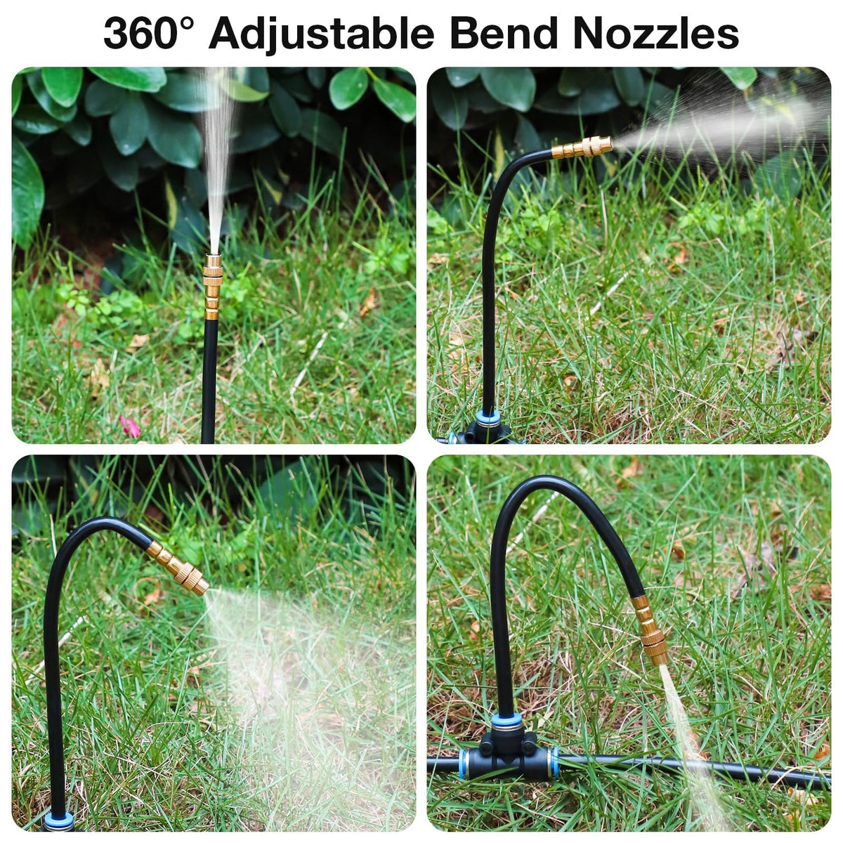 MIXC 1/4" 100Ft Drip Irrigation System for Garden with 16pcs 360°Adjustable Brass Nozzles & Bendable Rod,Upgraded Watering System Kit for Outdoor Plants,Lawn,Raised Bed,Potted Plant,Yard,Greenhouse