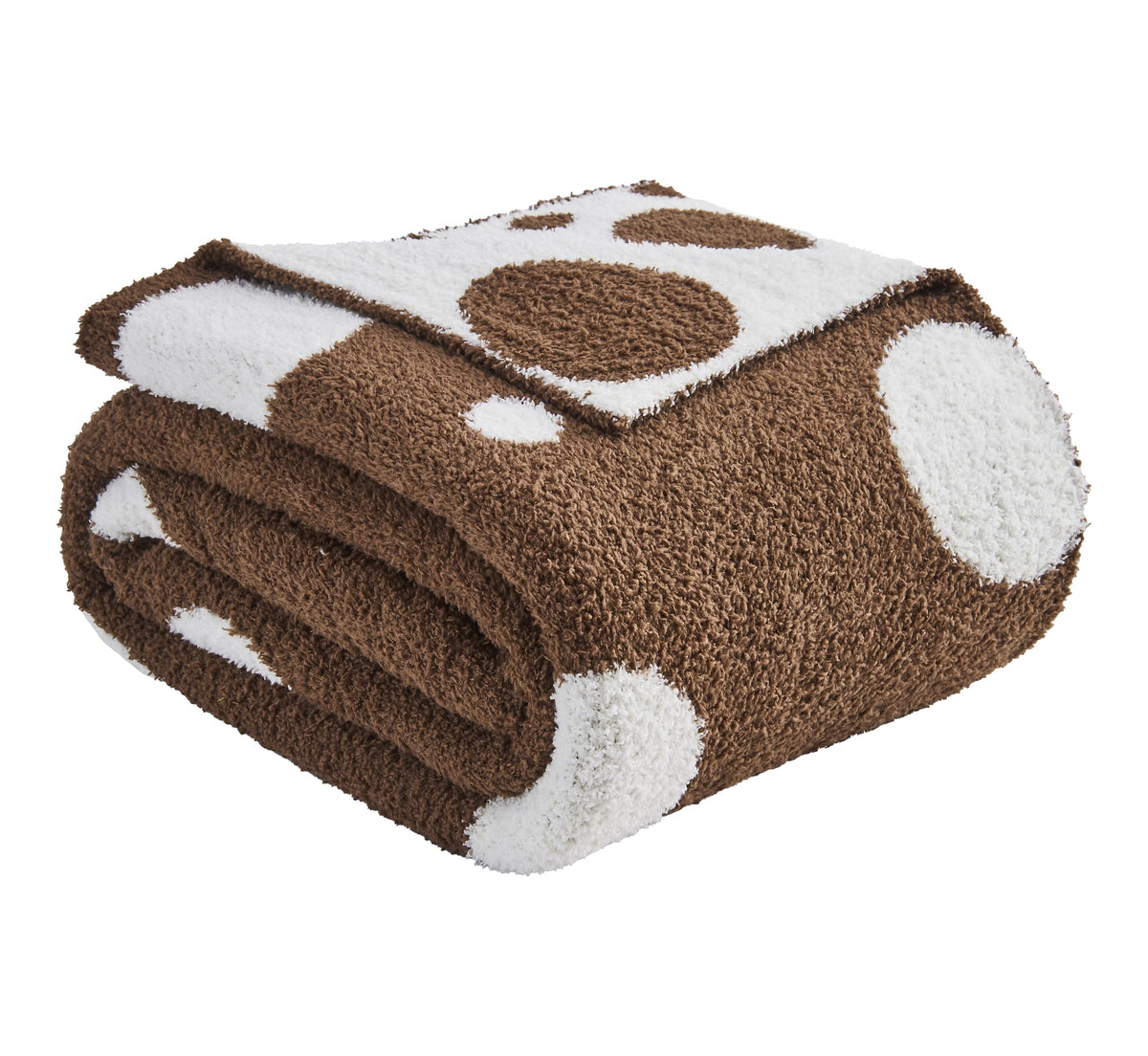 Douceur Polka Dot Throw Blanket for Couch Sofa Bed, Reversible Cozy Fluffy Super Soft Bedroom Blanket, Plush Brown Throw Blanket, 60×80 inches